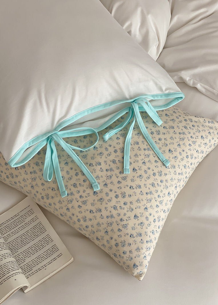 Evangeline Pastel Bow Tie Twill Bedding Set / Blue - Ever Lasting