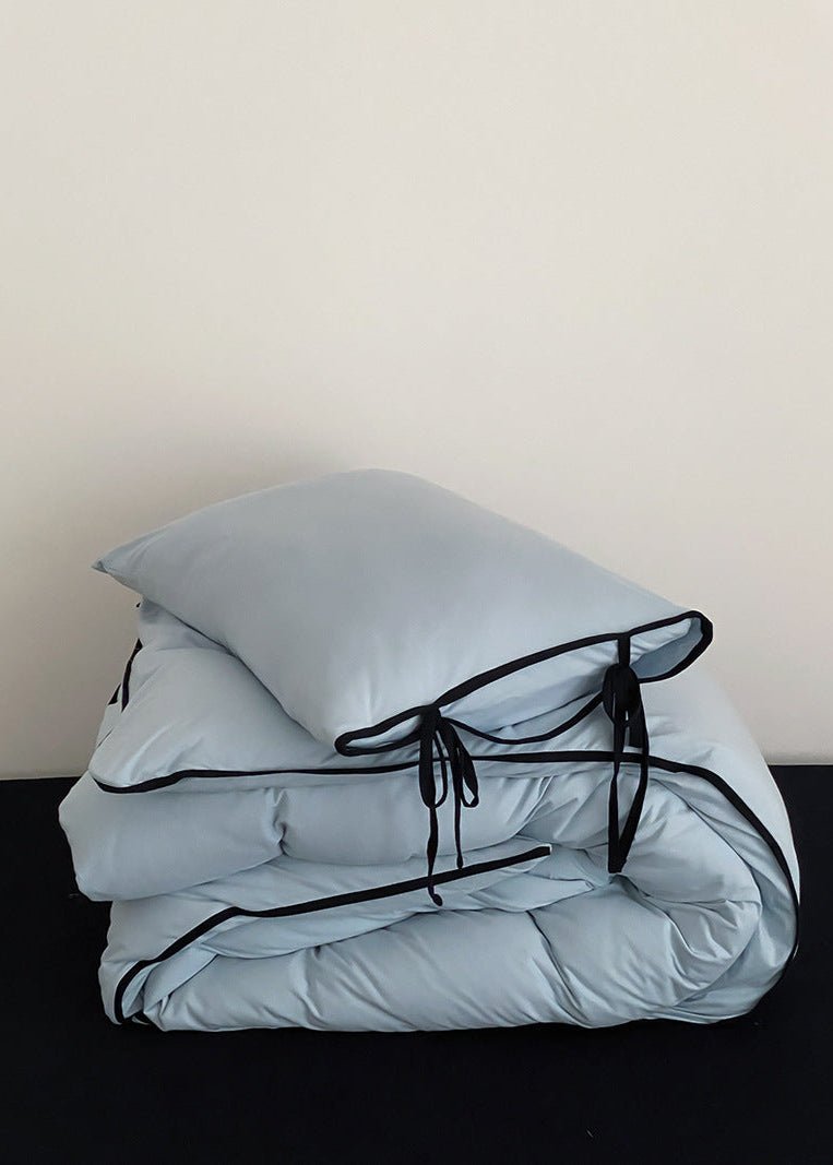 Evangeline Pastel Bow Tie Twill Bedding Set / Blue - Ever Lasting