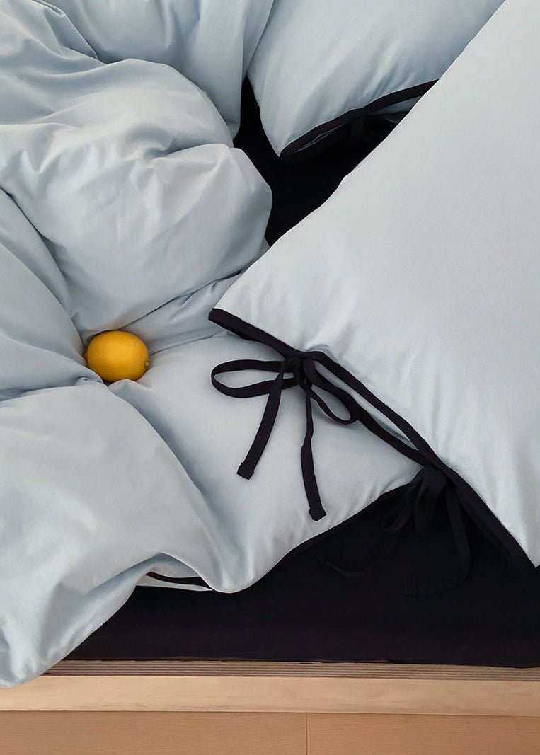 Evangeline Pastel Bow Tie Twill Bedding Set / Blue - Ever Lasting