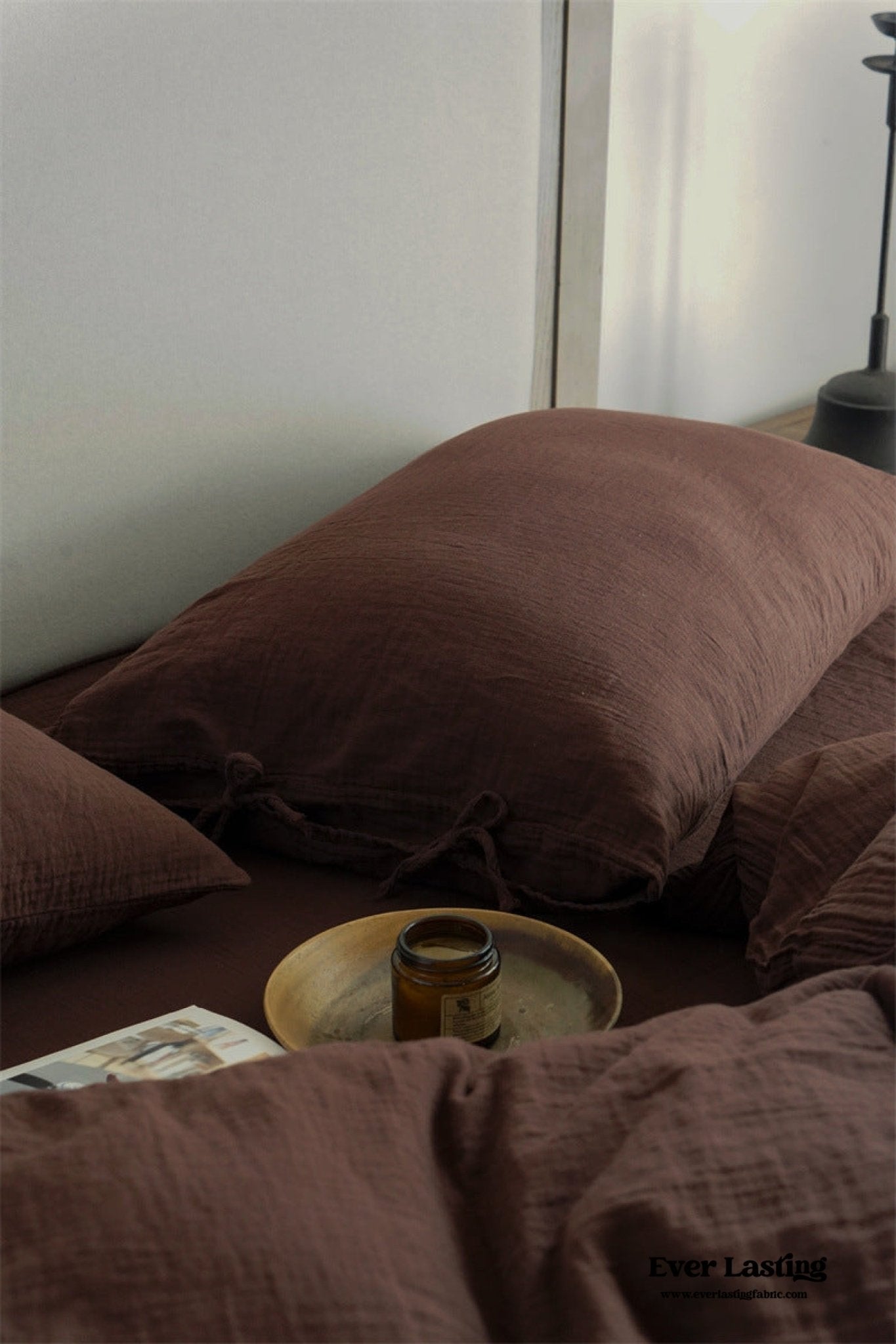 Evelyn Retro Double Gauze Bedding Set / Caramel Brown - Ever Lasting