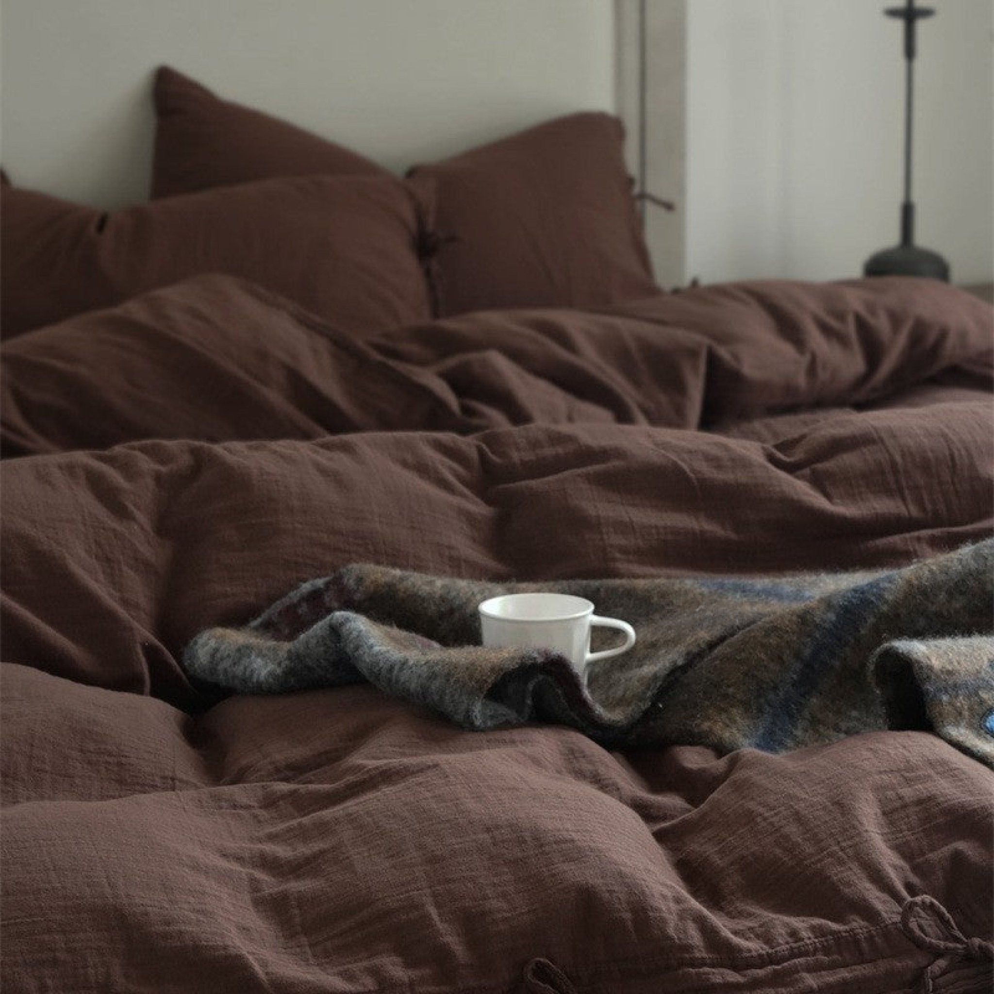 Evelyn Retro Double Gauze Bedding Set / Caramel Brown - Ever Lasting