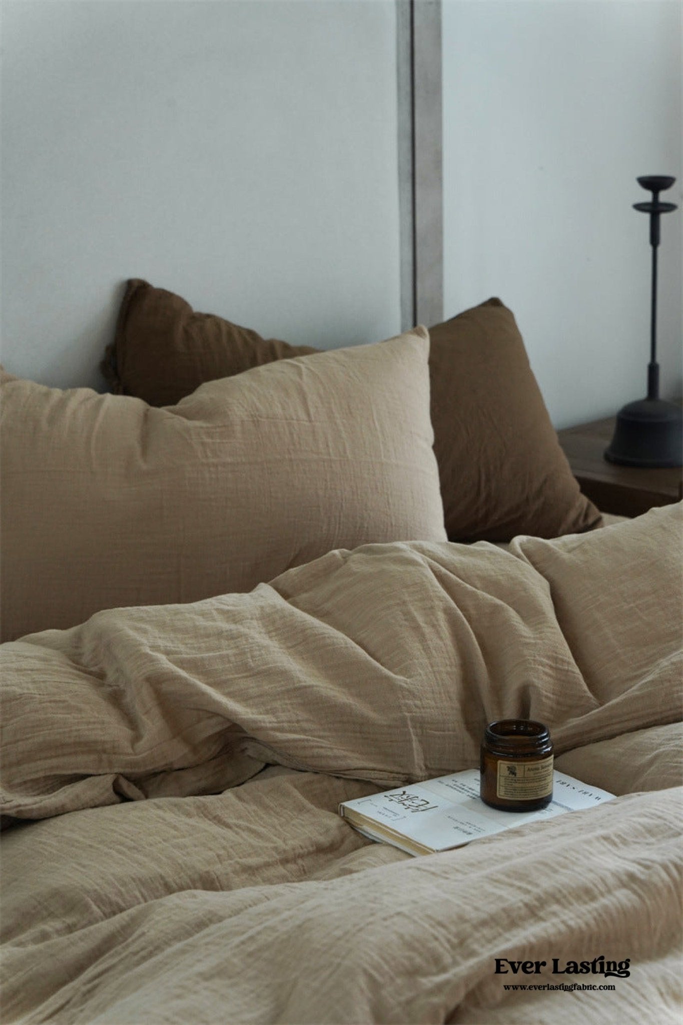 Evelyn Retro Double Gauze Bedding Set / Caramel Brown - Ever Lasting