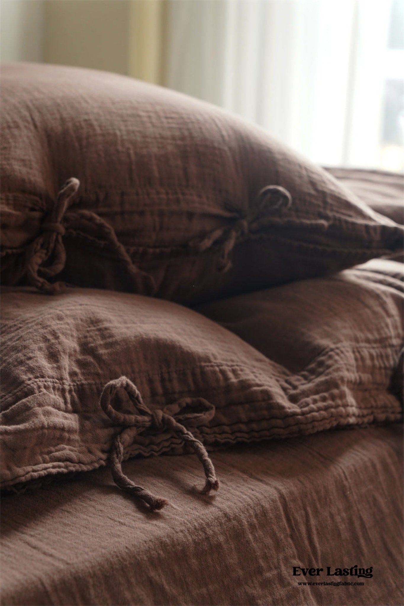 Evelyn Retro Double Gauze Bedding Set / Caramel Brown - Ever Lasting