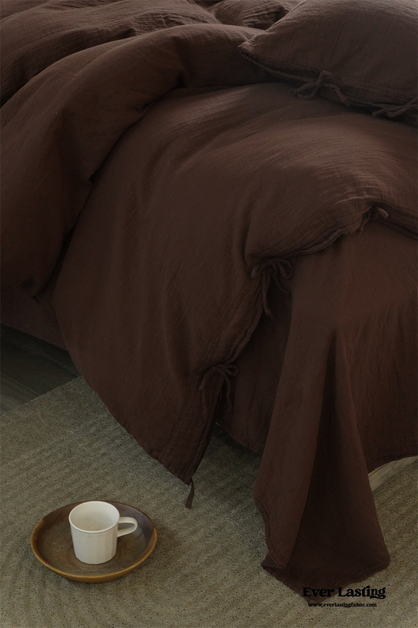 Evelyn Retro Double Gauze Bedding Set / Caramel Brown - Ever Lasting