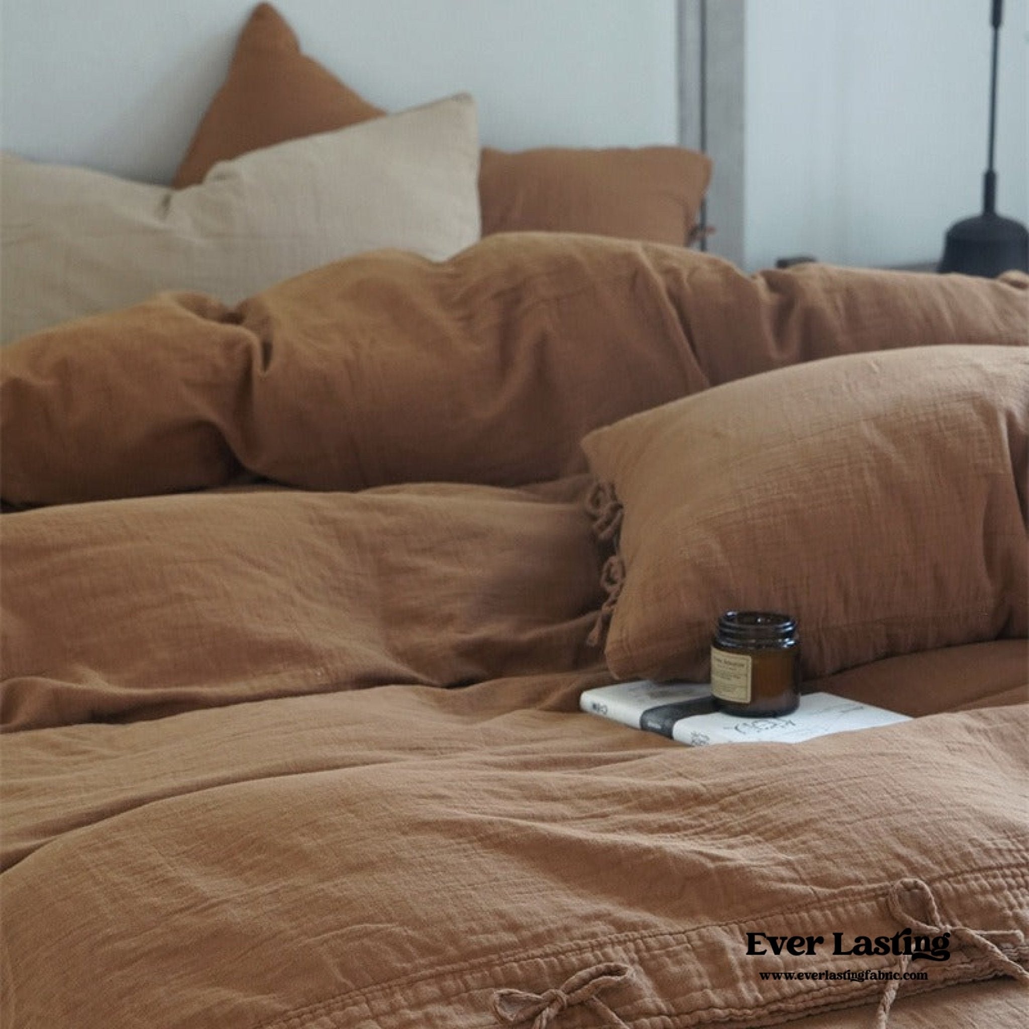 Evelyn Retro Double Gauze Bedding Set / Caramel Brown - Ever Lasting