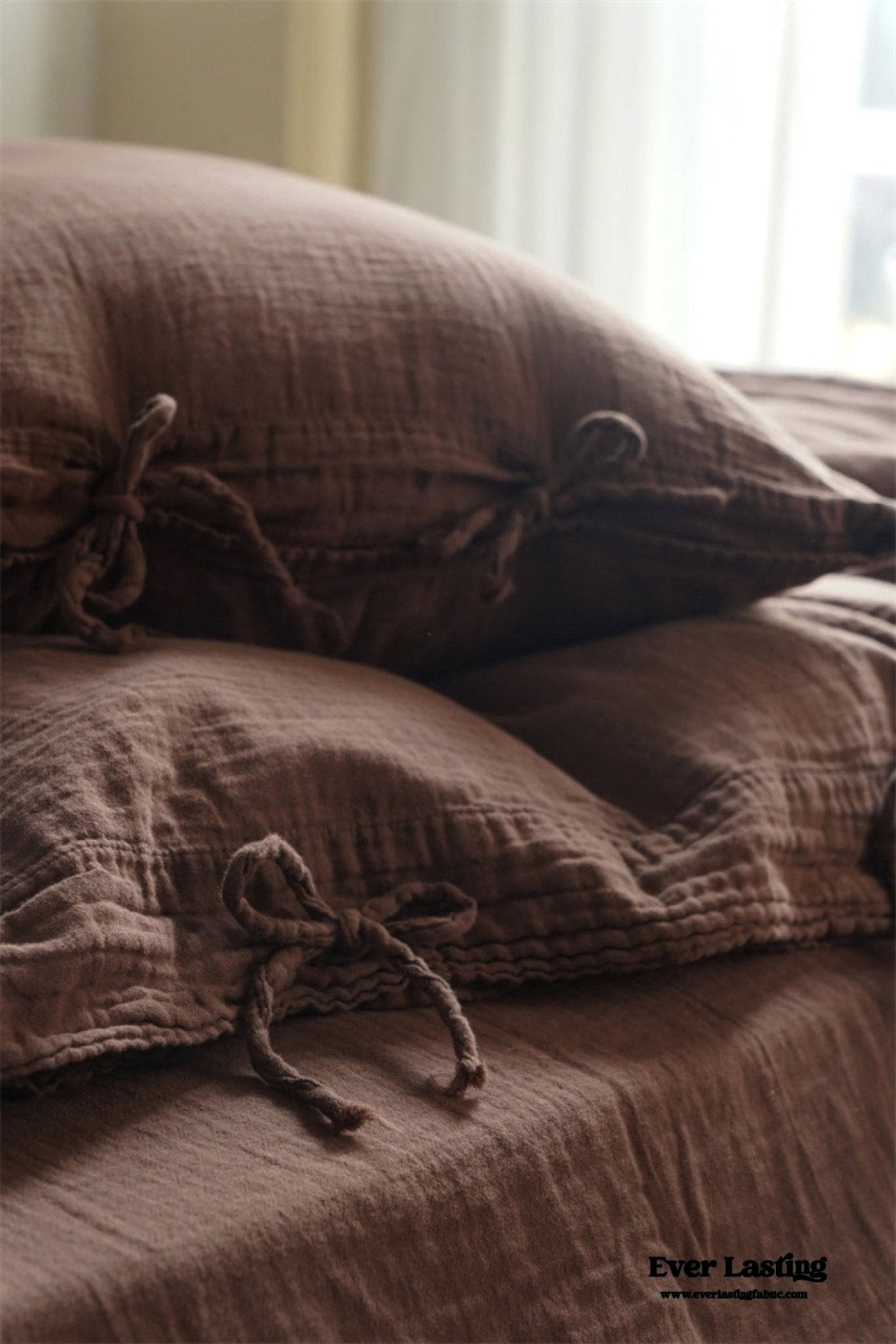 Evelyn Retro Double Gauze Bedding Set / Chestnut Brown - Ever Lasting