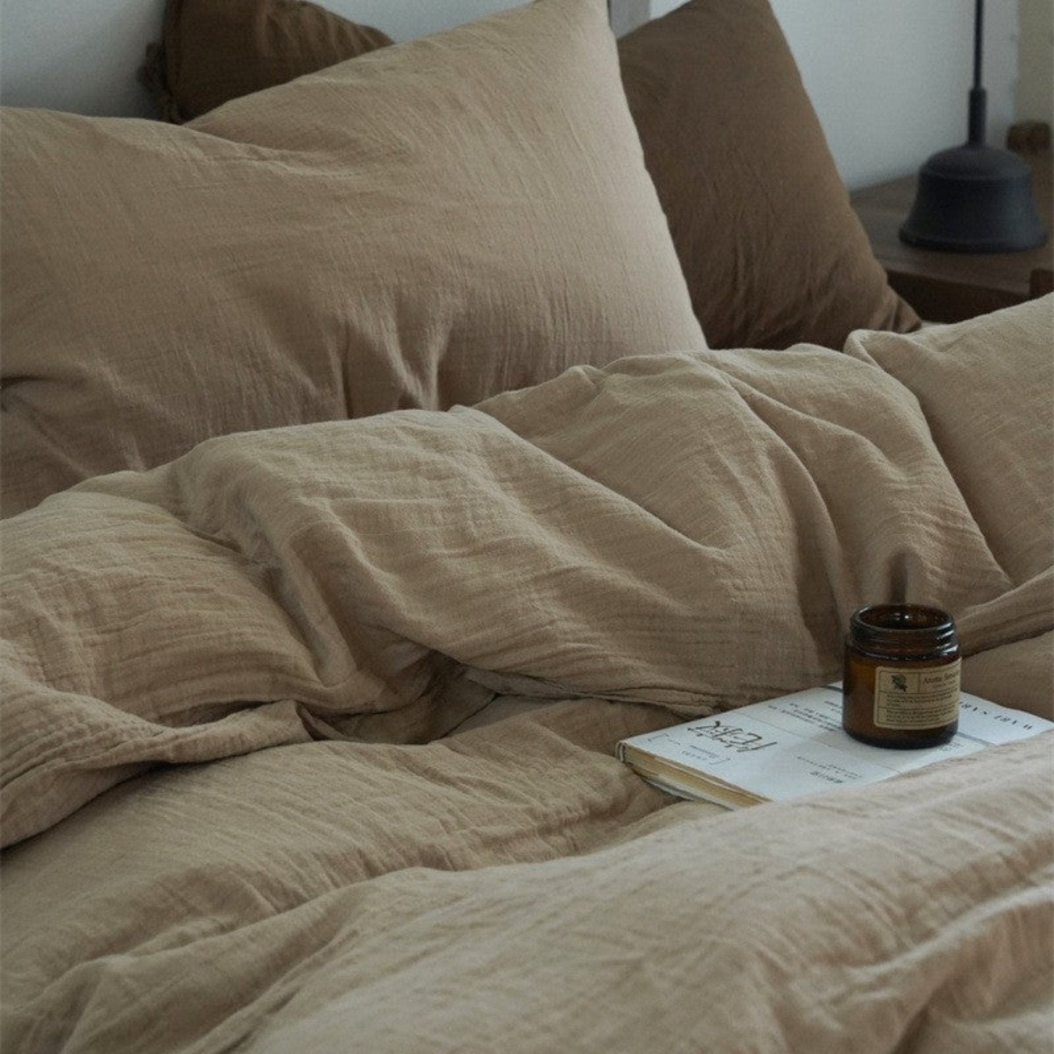 Evelyn Retro Double Gauze Bedding Set / Chestnut Brown - Ever Lasting