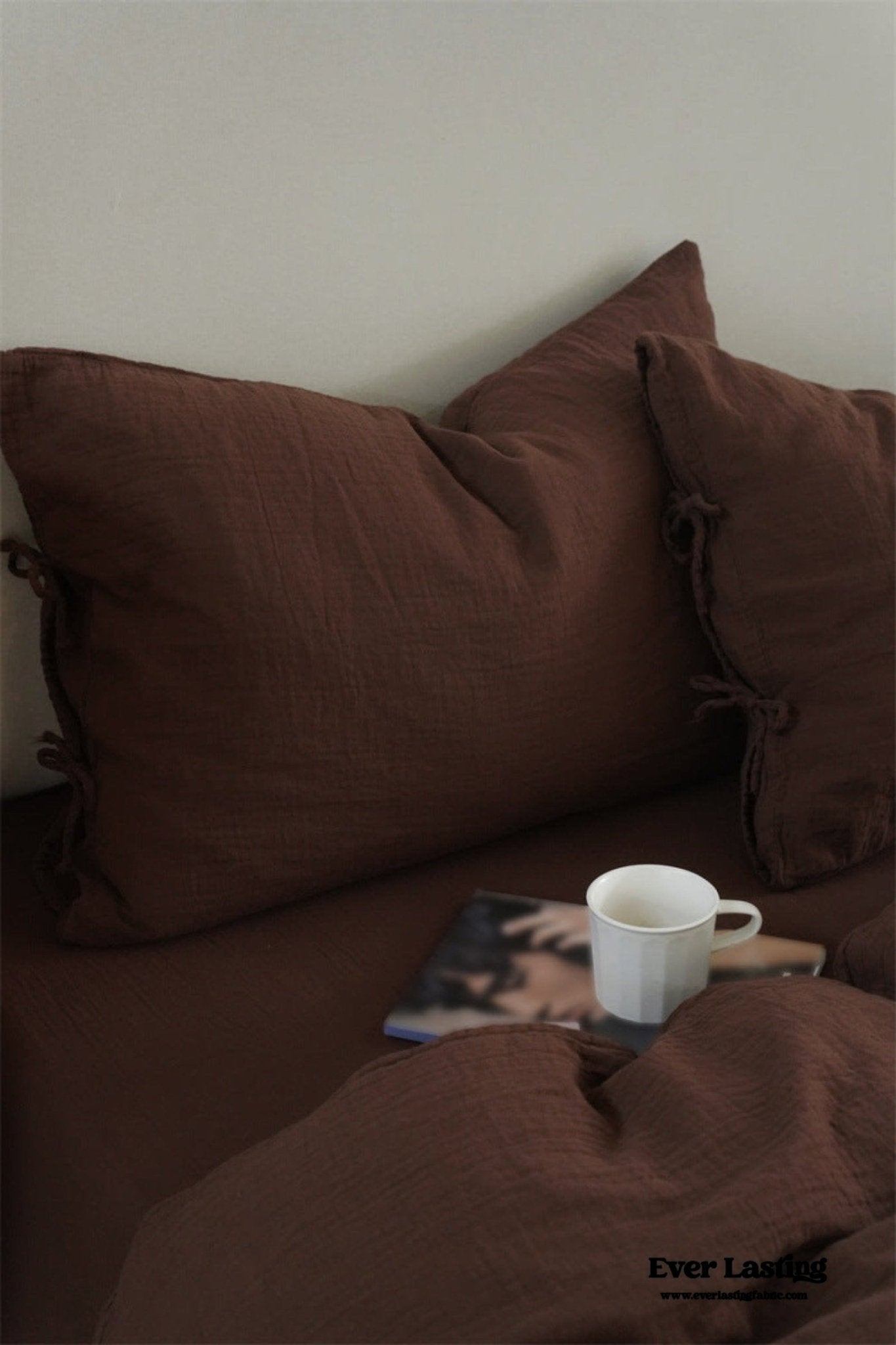 Evelyn Retro Double Gauze Bedding Set / Chestnut Brown - Ever Lasting