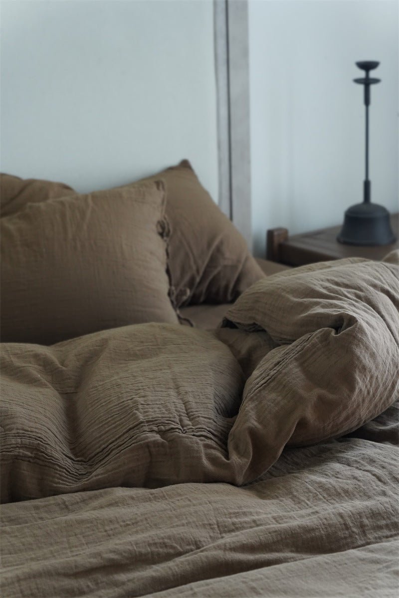 - Ever Lasting - Evelyn Retro Double Gauze Bedding Set / Chestnut Brown - Bedding Set - Ever Lasting