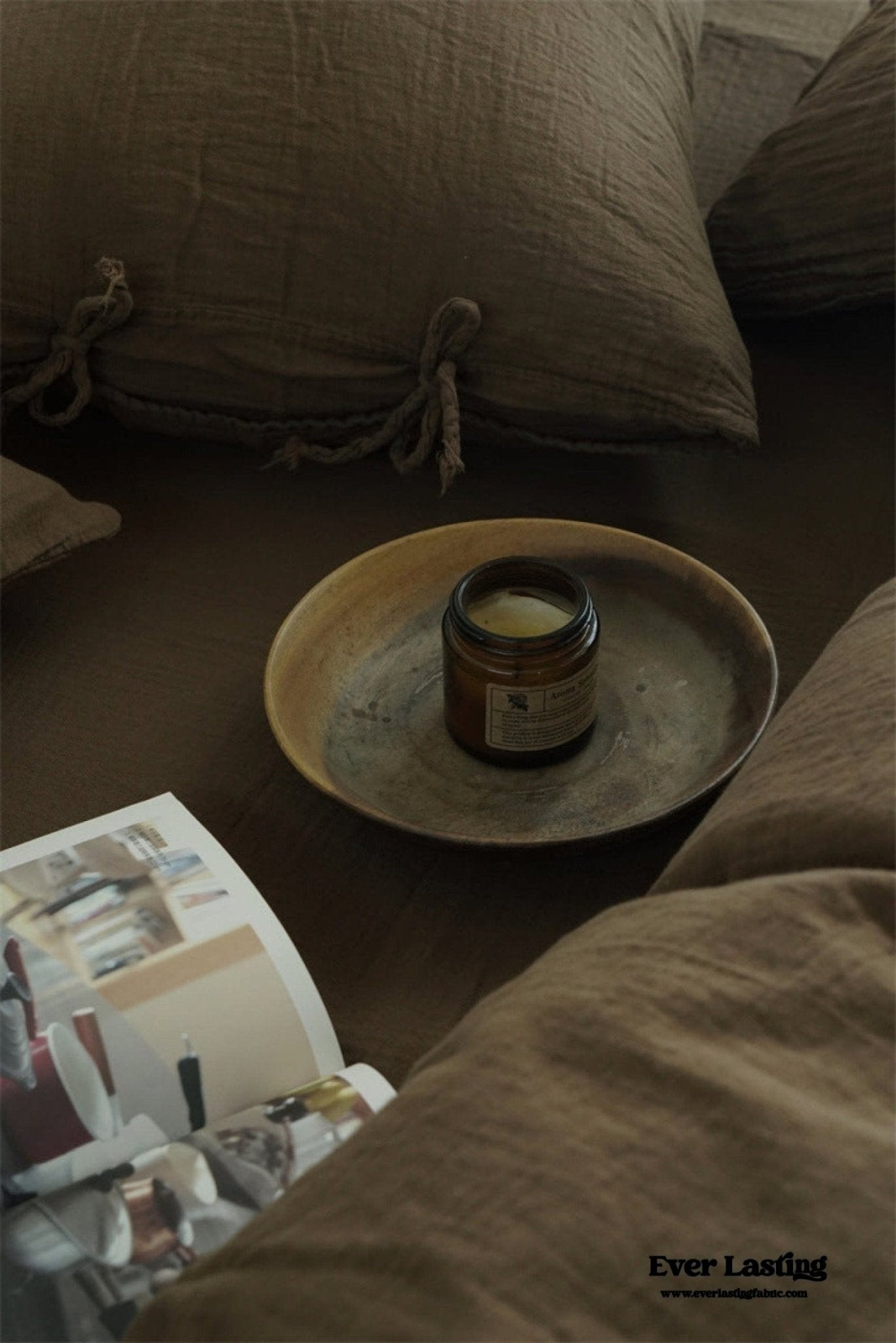 Evelyn Retro Double Gauze Bedding Set / Coffee Brown - Ever Lasting