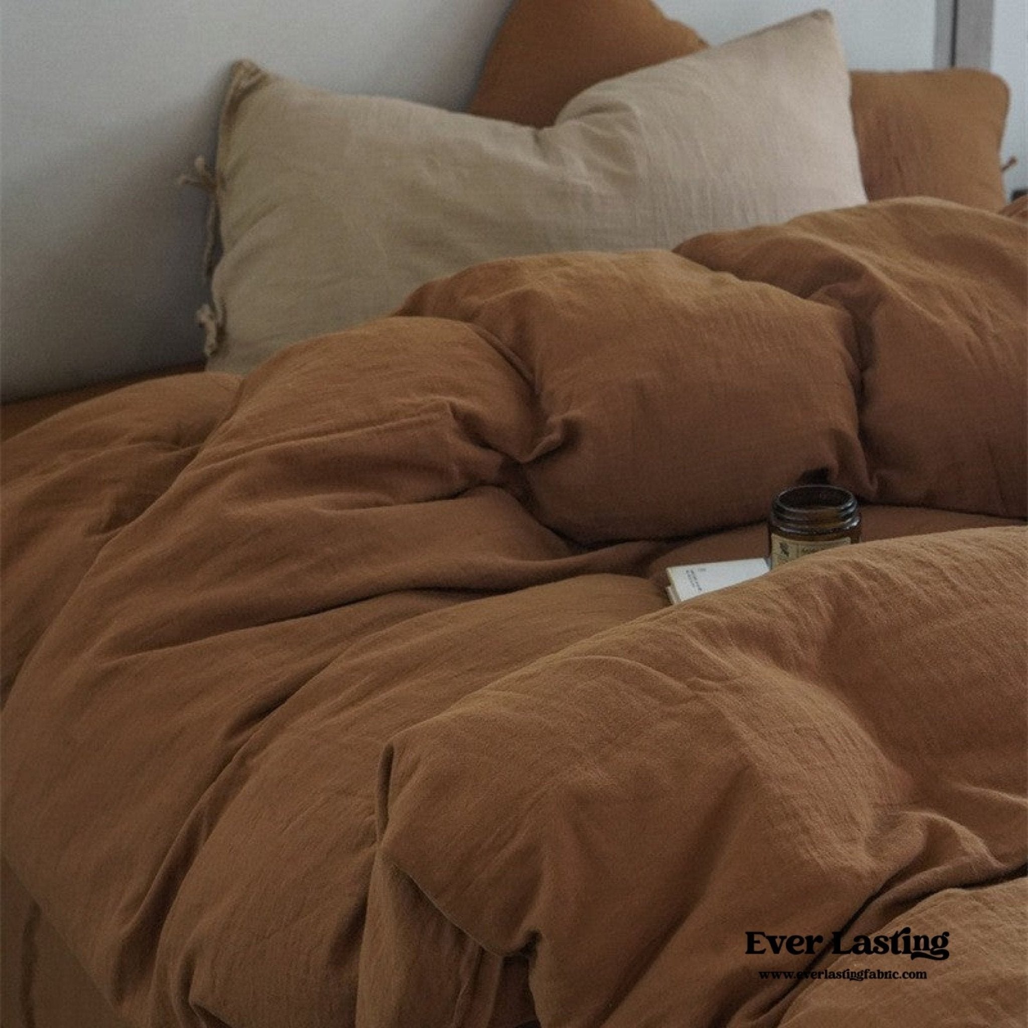 Evelyn Retro Double Gauze Bedding Set / Coffee Brown - Ever Lasting