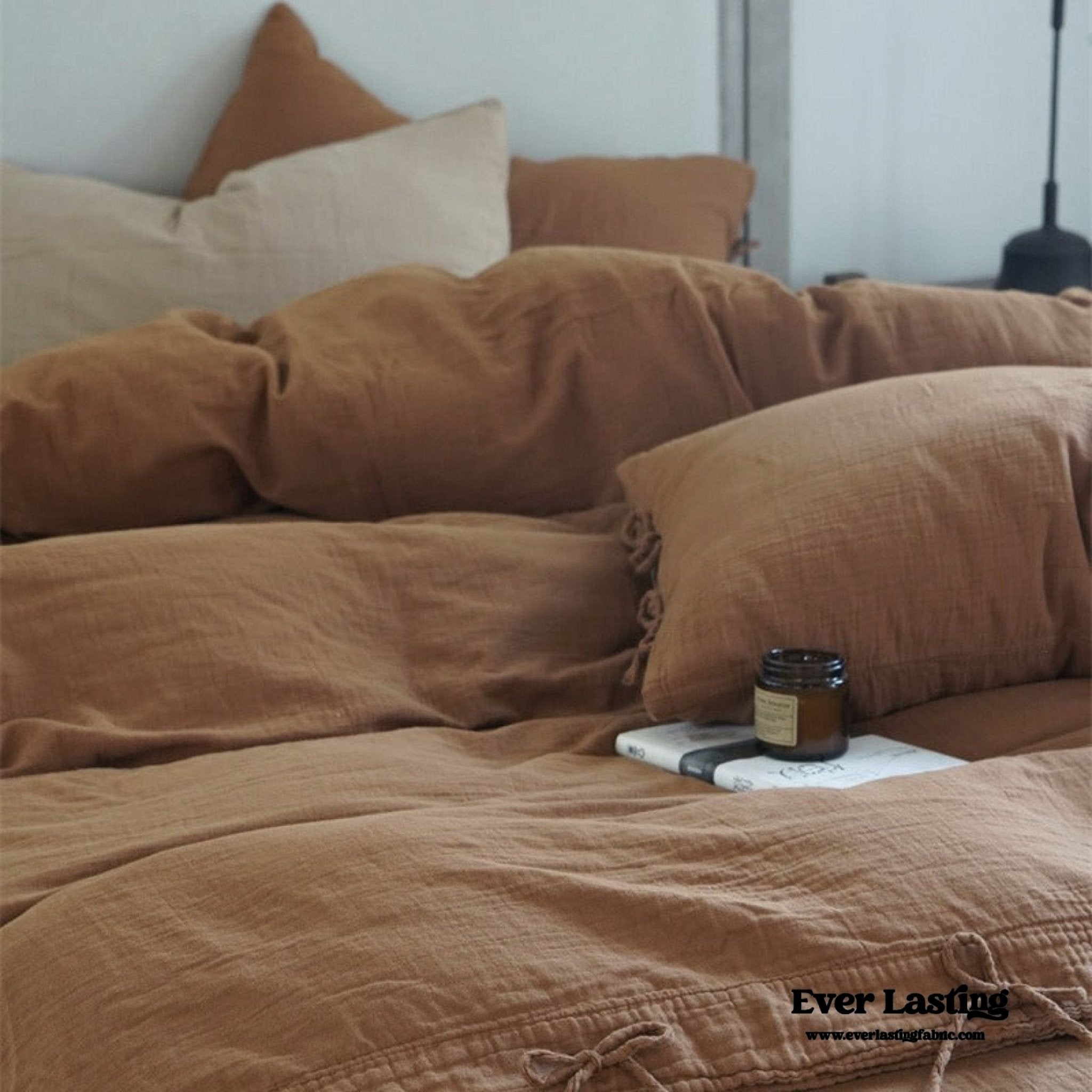Evelyn Retro Double Gauze Bedding Set / Coffee Brown - Ever Lasting