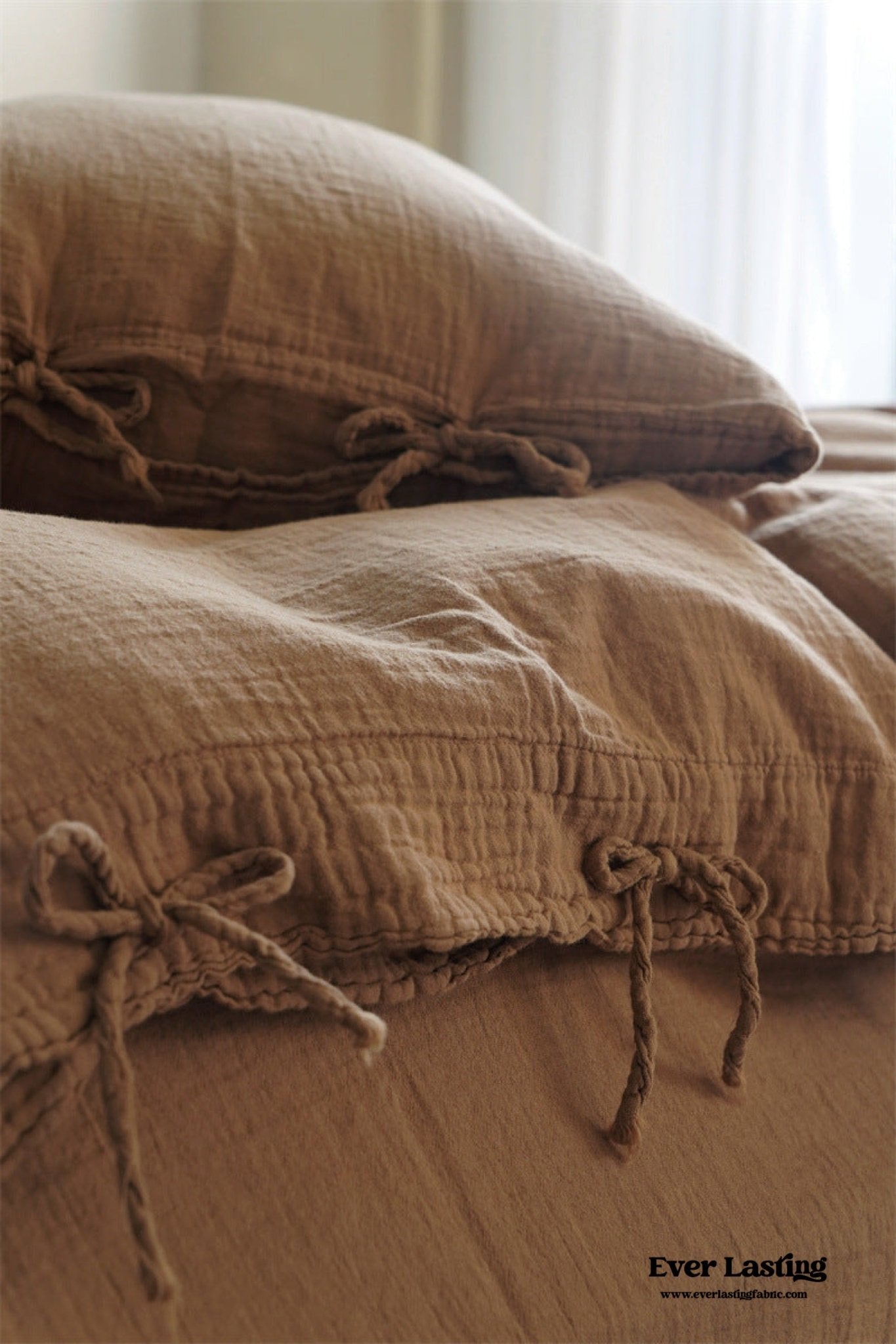 Evelyn Retro Double Gauze Bedding Set / Coffee Brown - Ever Lasting