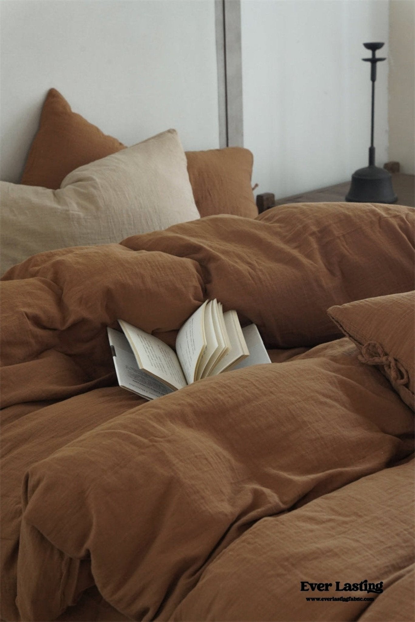 Evelyn Retro Double Gauze Bedding Set / Coffee Brown - Ever Lasting