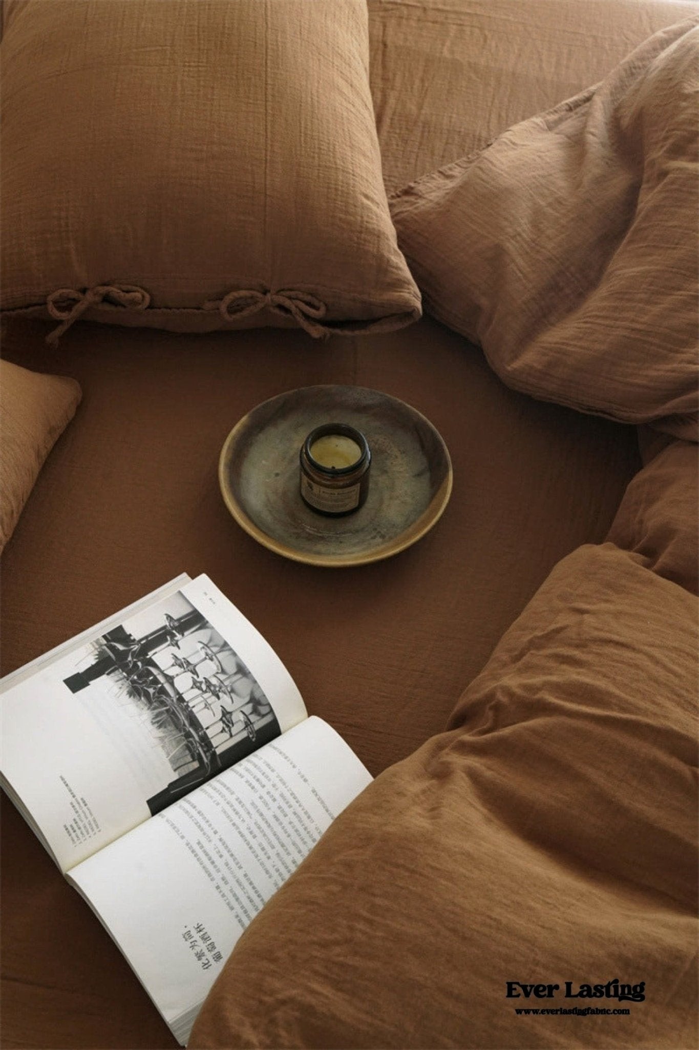 Evelyn Retro Double Gauze Bedding Set / Coffee Brown - Ever Lasting