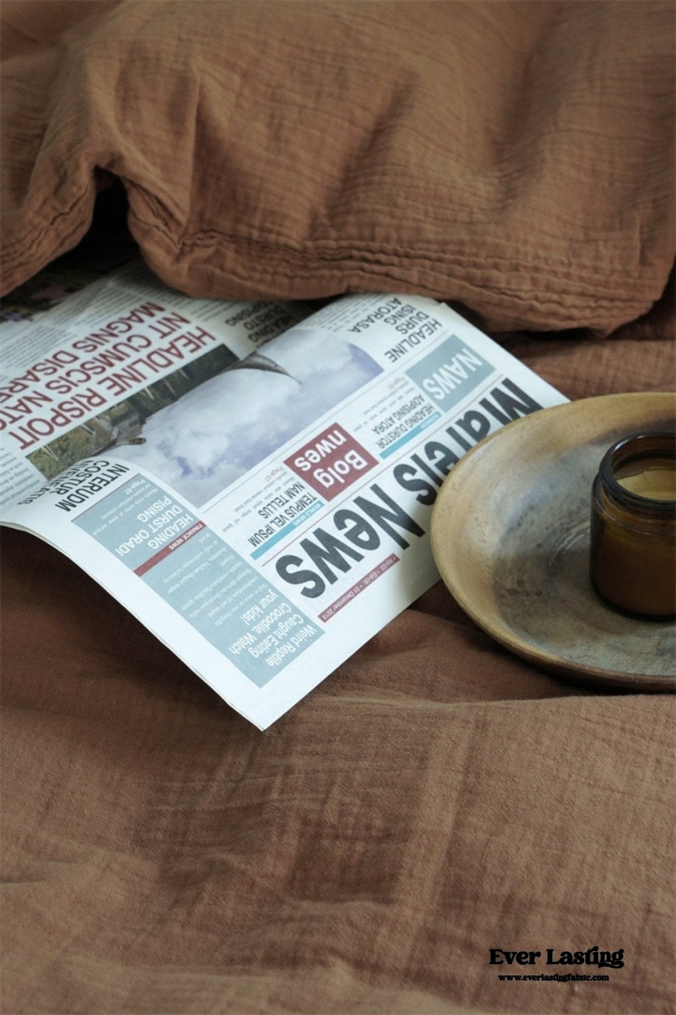 Evelyn Retro Double Gauze Bedding Set / Coffee Brown - Ever Lasting