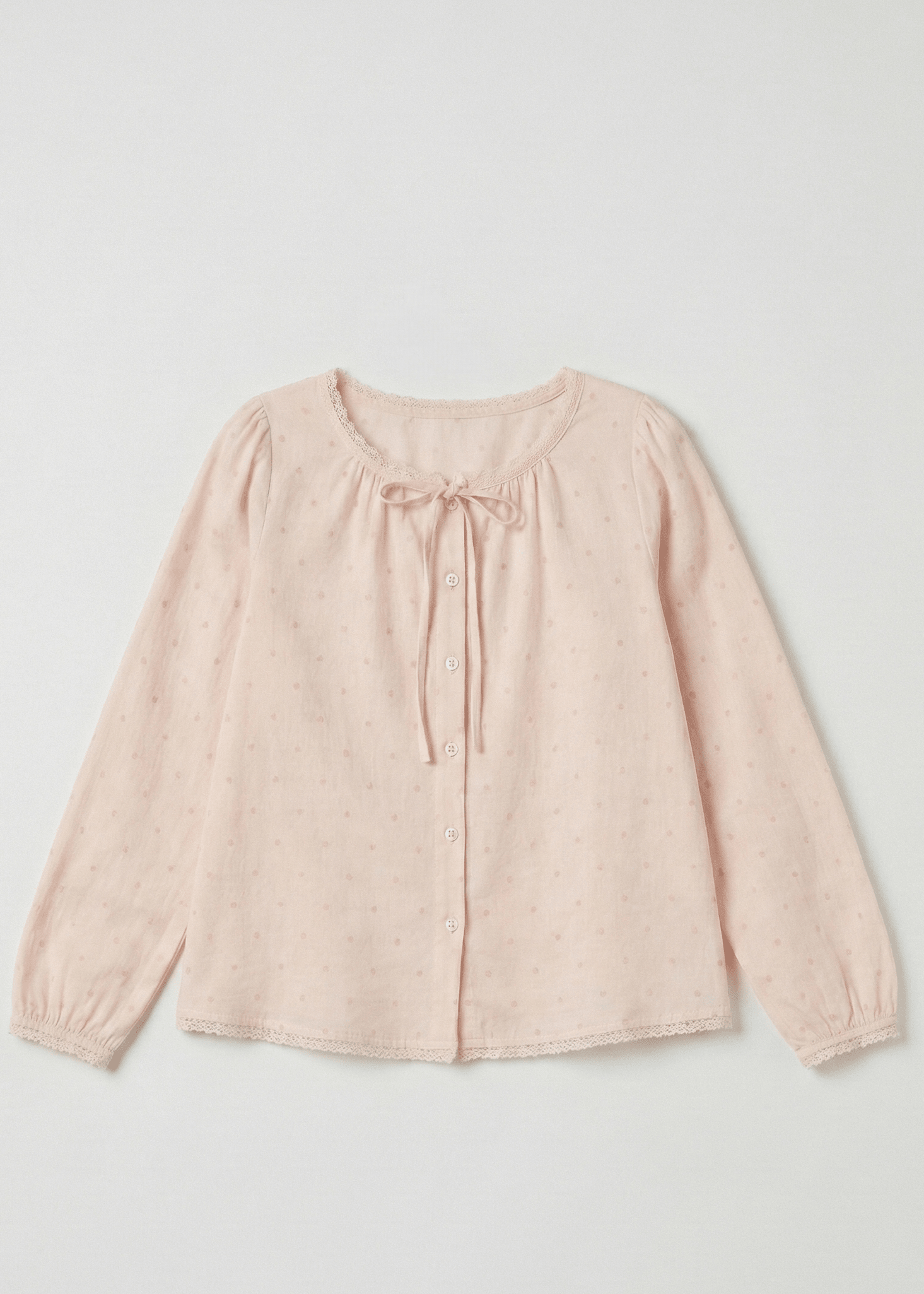 - Ever Lasting - Fallon Long - Sleeve Lace Pajama Set / Pink - Pajamas - Ever Lasting