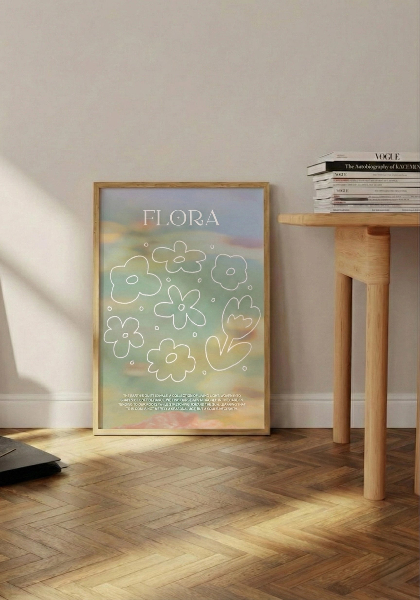 - Ever Lasting - Flora - Whimsical Botanical Illustration Wall Art with Soft Pastel Sky - Ever Lasting