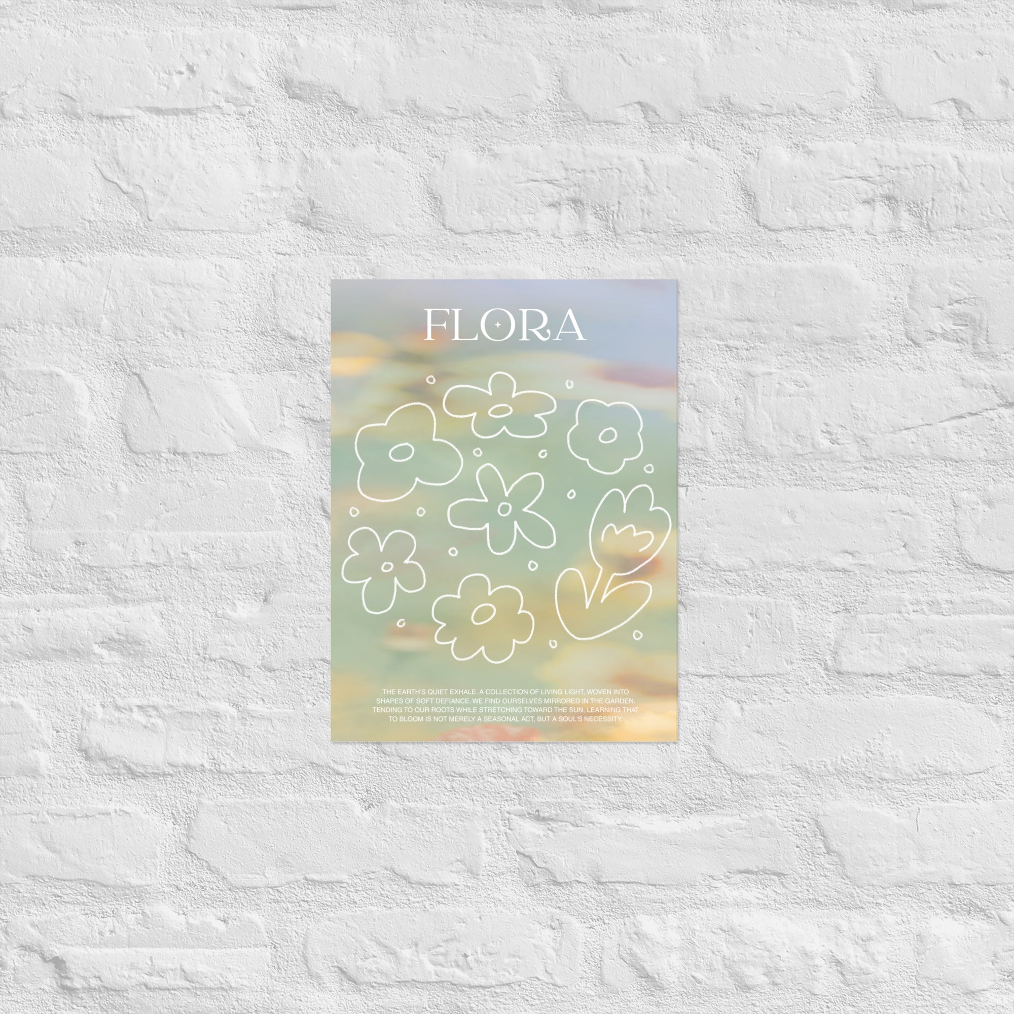 - Ever Lasting - Flora - Whimsical Botanical Illustration Wall Art with Soft Pastel Sky - Ever Lasting
