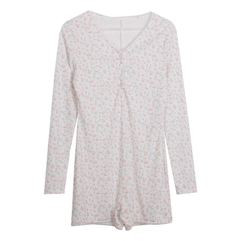 - Ever Lasting - Floral Pajama Long Sleeves Bodysuit / Pink - Pajamas - Ever Lasting