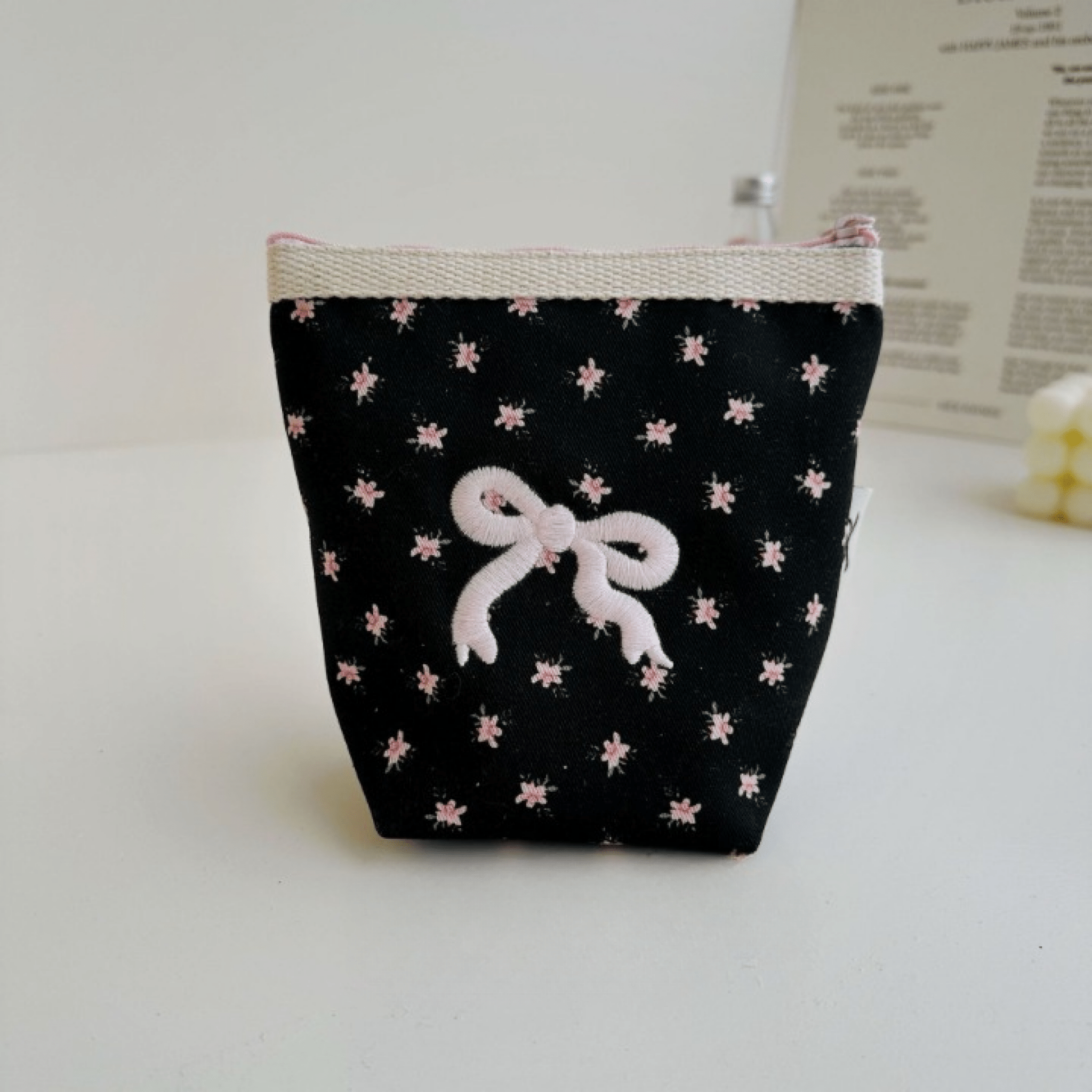 Floral Ribbon Bow Makeup Bag - Ever Lasting