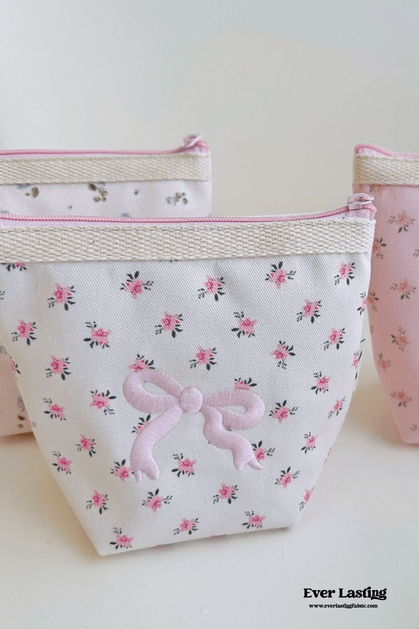 Floral Ribbon Bow Makeup Bag - Ever Lasting
