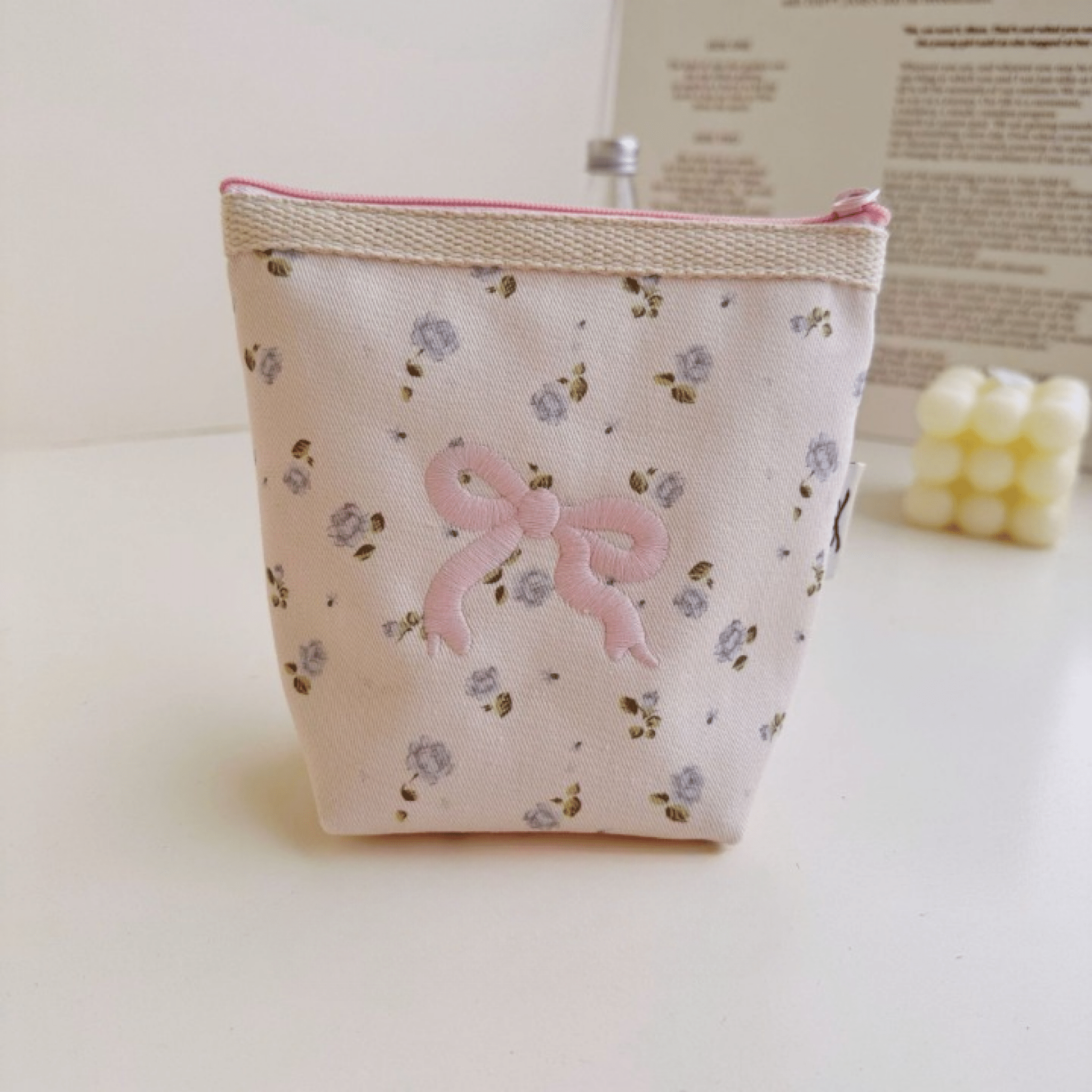 Floral Ribbon Bow Makeup Bag - Ever Lasting