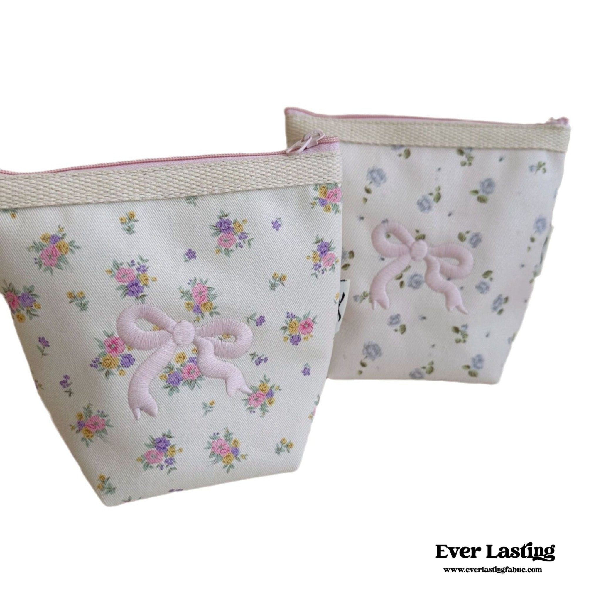 Floral Ribbon Bow Makeup Bag - Ever Lasting