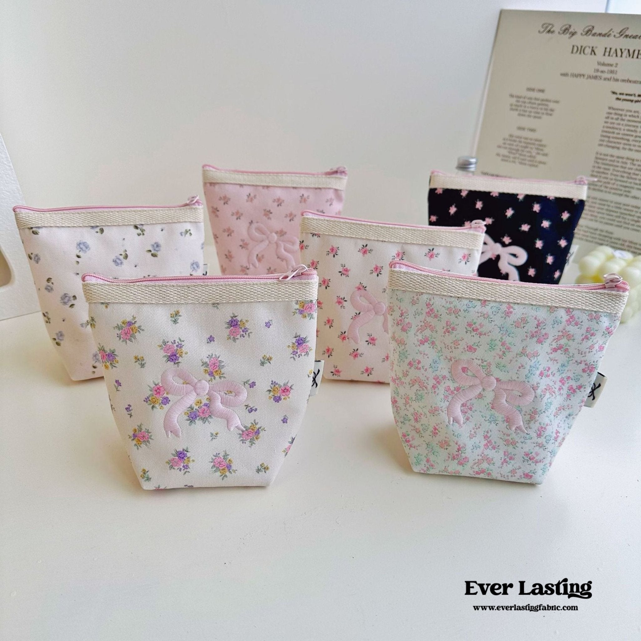 Floral Ribbon Bow Makeup Bag - Ever Lasting