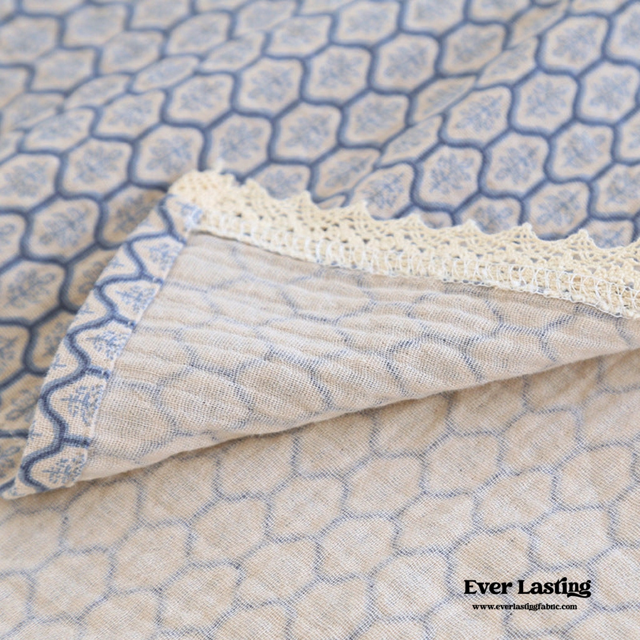 - Ever Lasting - Floral V Tank and Long Pants with Cardigan Cotton Pajama Set / Blue - Pajamas - Ever Lasting