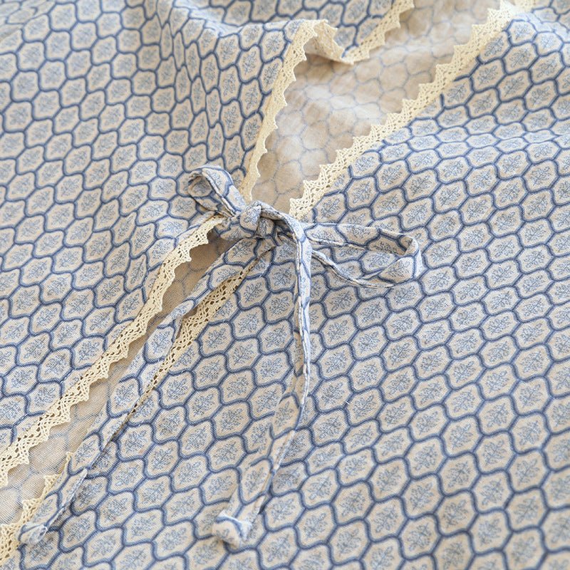 - Ever Lasting - Floral V Tank and Long Pants with Cardigan Cotton Pajama Set / White - Pajamas - Ever Lasting