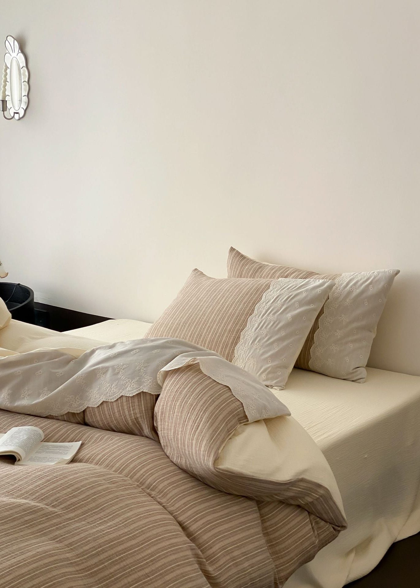 Florence Lace Double Gauze Striped Bedding Bundle - Ever Lasting