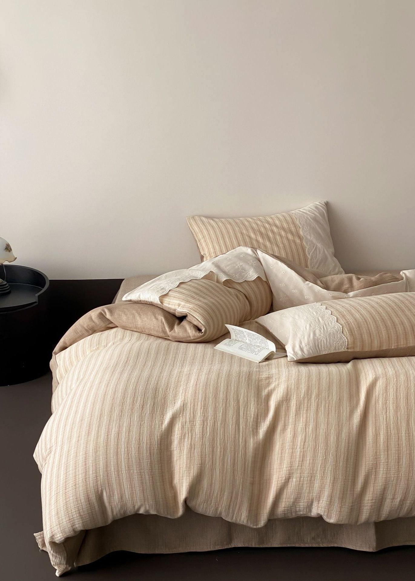 Florence Lace Double Gauze Striped Bedding Bundle - Ever Lasting