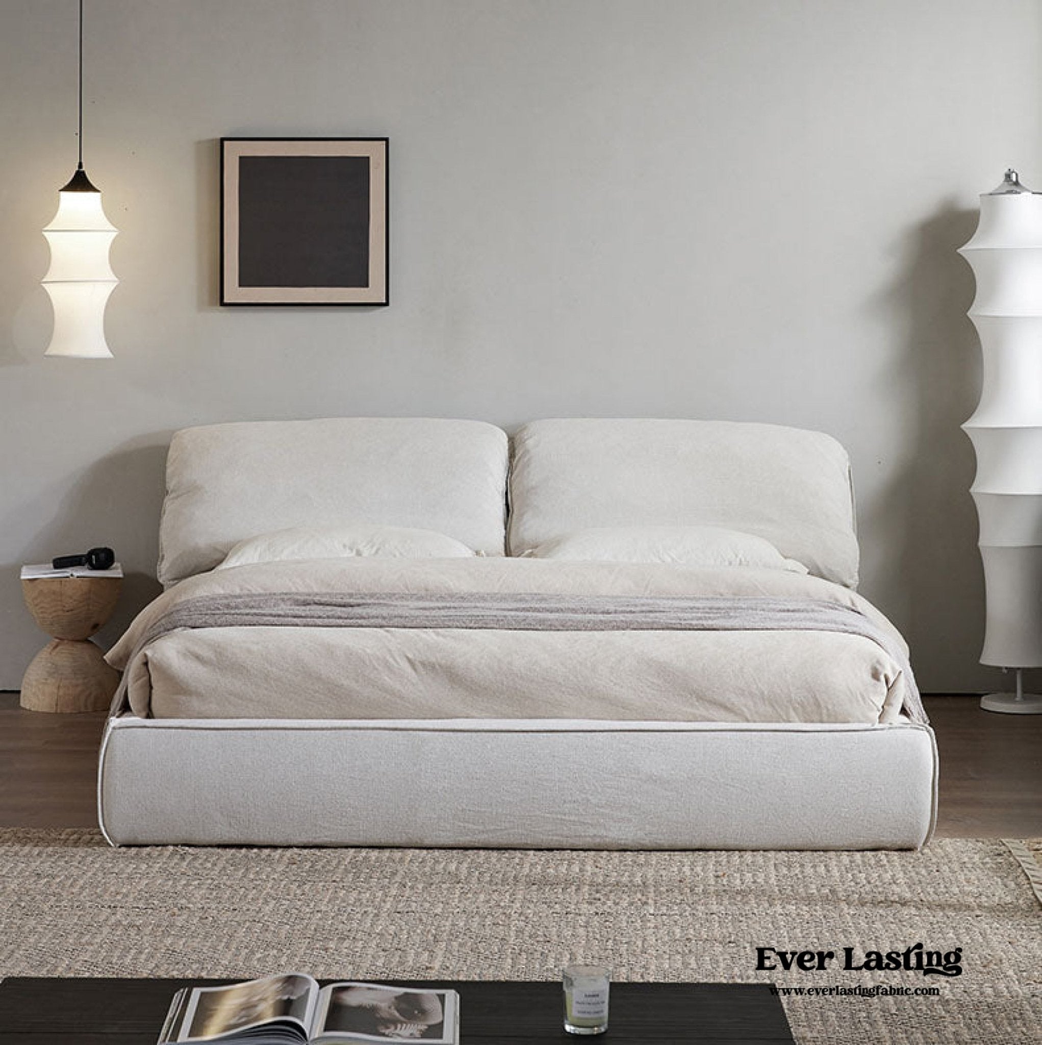 Fluffy Linen Elephant Ear Bed Frame / Beige - Ever Lasting
