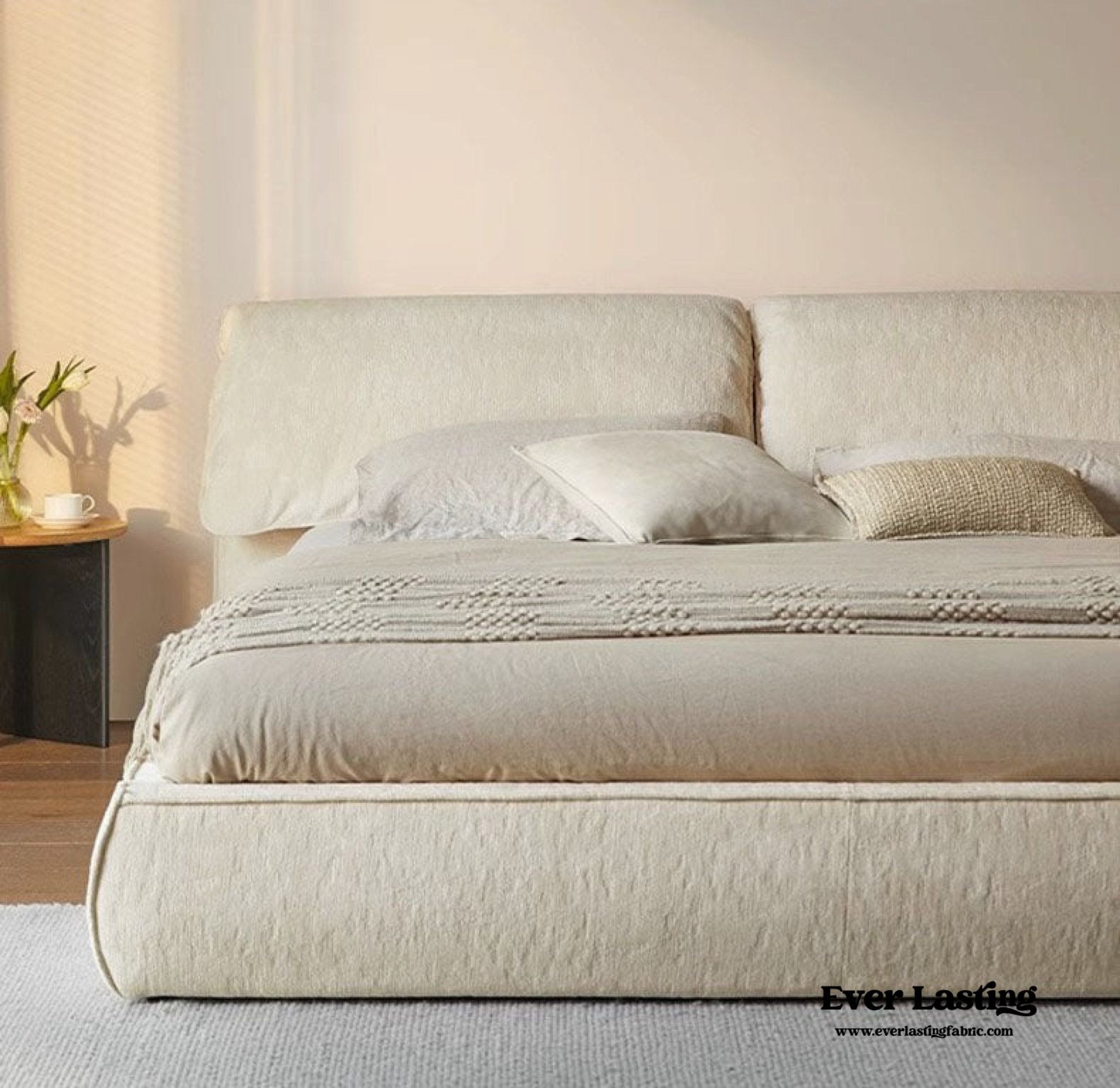 Fluffy Linen Elephant Ear Bed Frame / Beige - Ever Lasting
