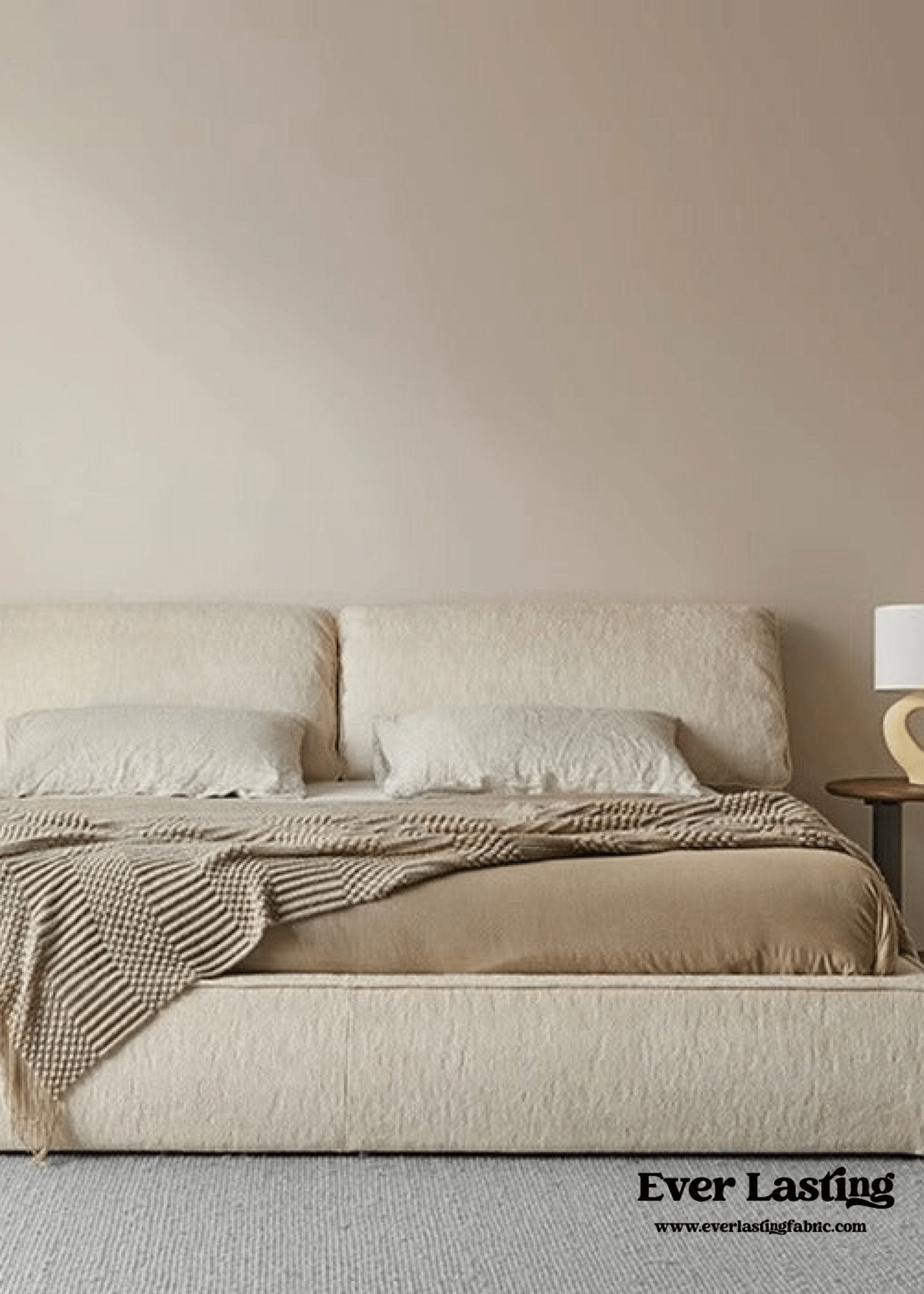 - Ever Lasting - Fluffy Linen Elephant Ear Bed Frame / Beige - Bed Frame - Ever Lasting