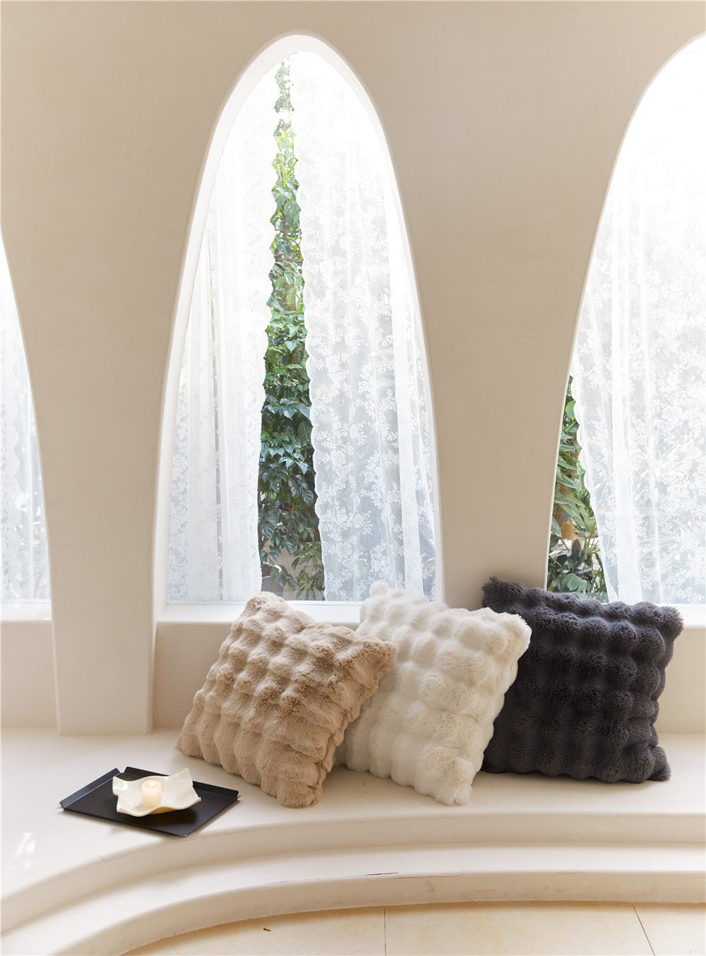 - Ever Lasting - Fluffy Plush Square Pillow / White - Pillow - Ever Lasting