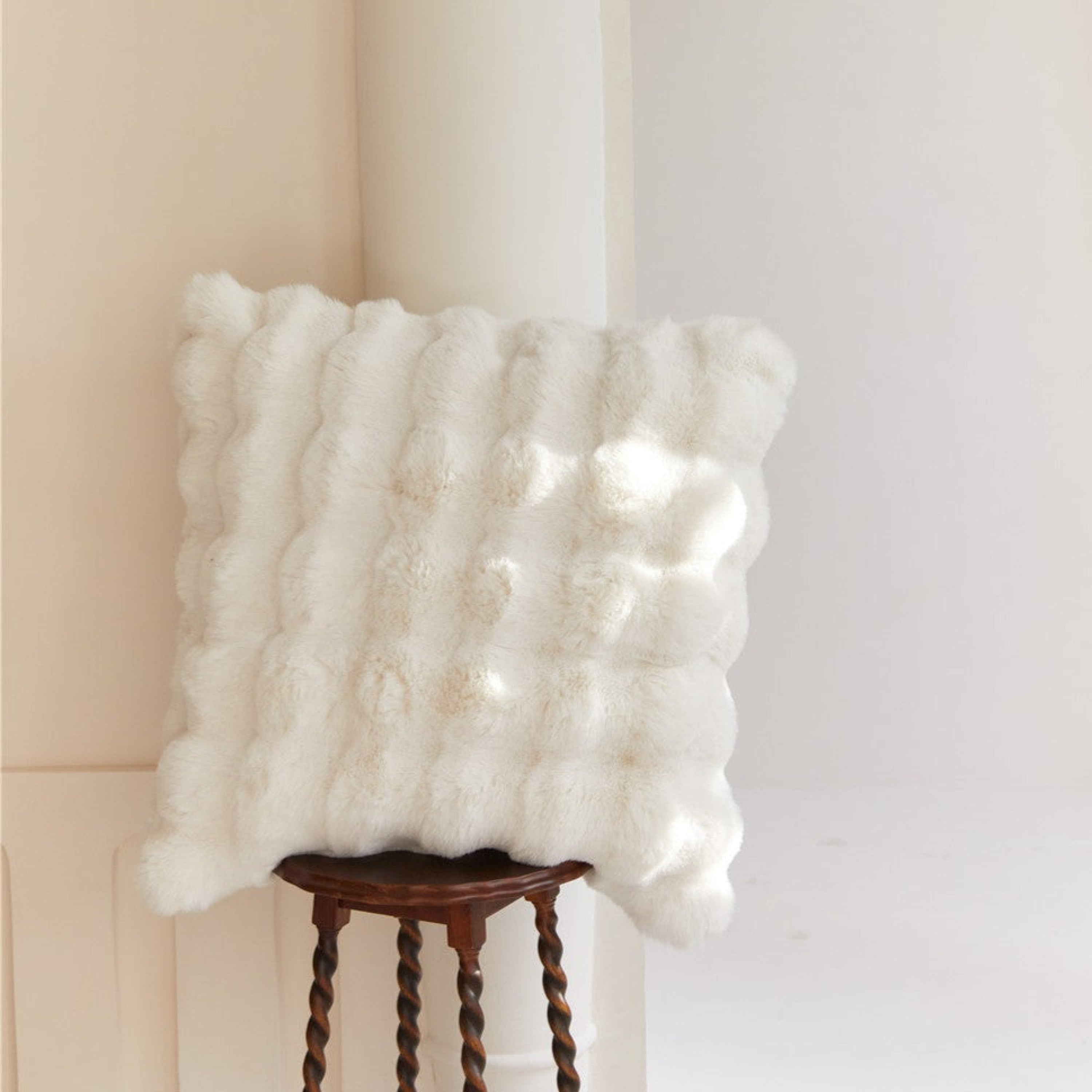 White faux on sale fur throw pillow