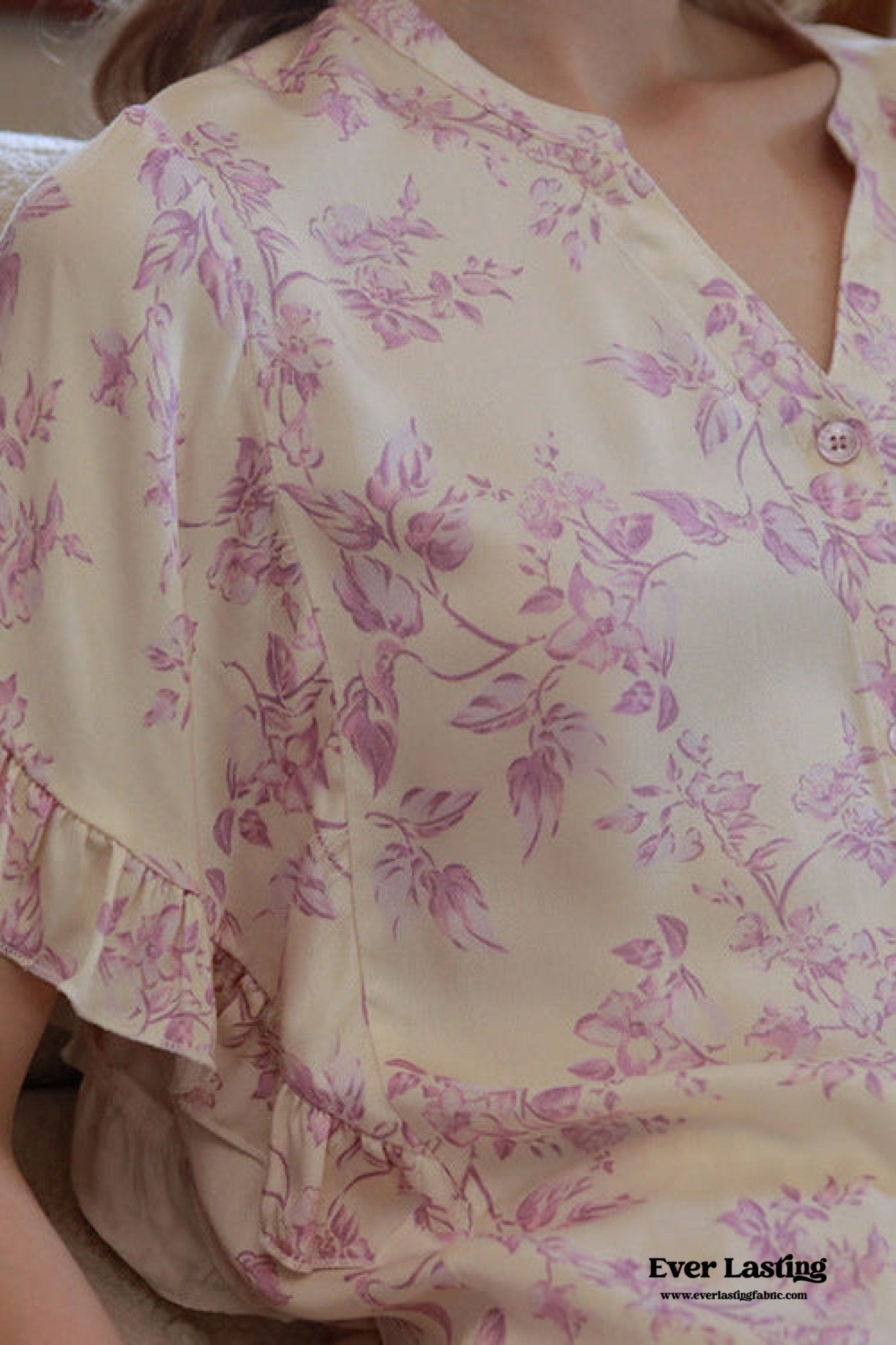 French Crape Myrtle Ruffle Silky Pajama Set - Ever Lasting