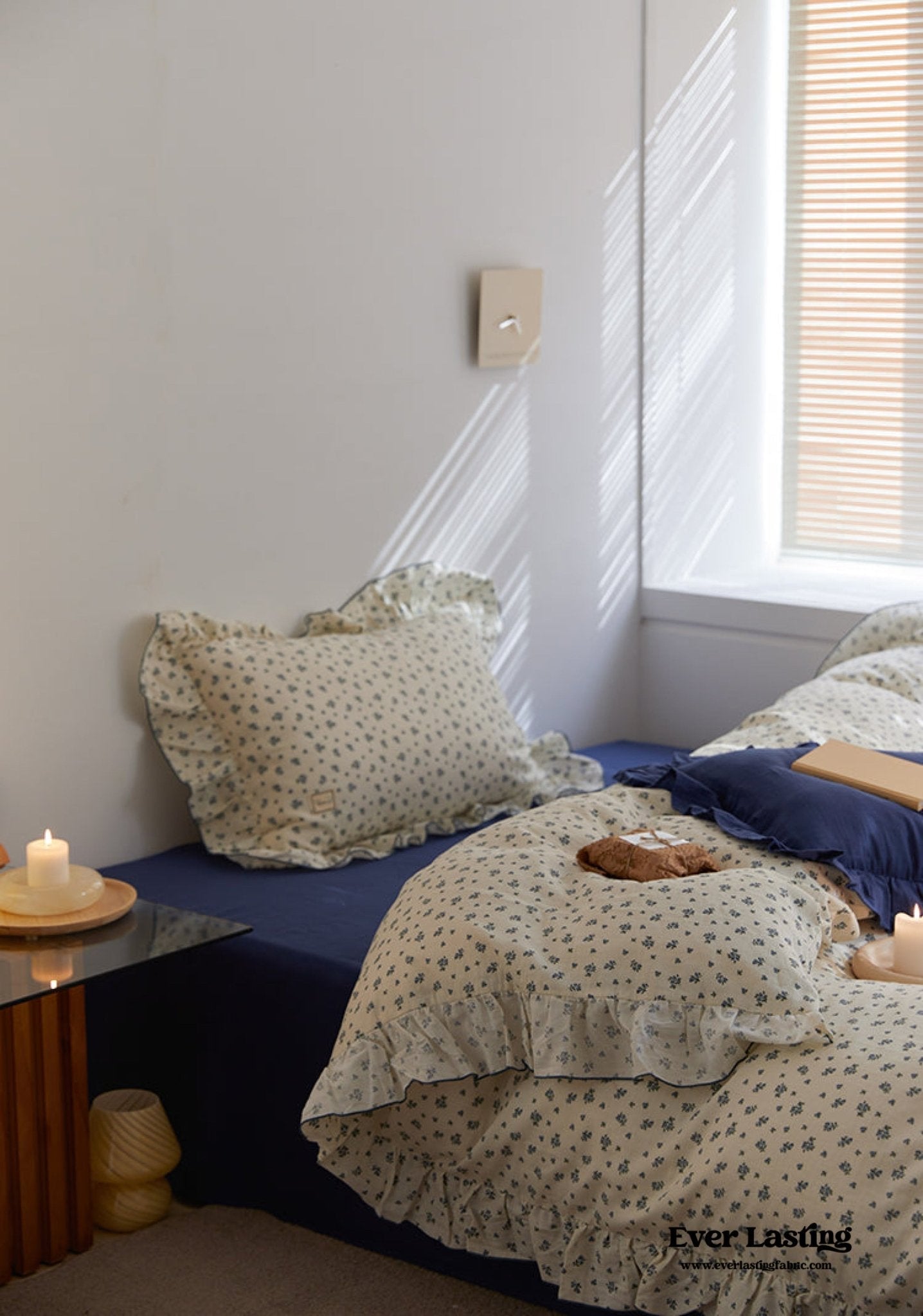 French Floral Earth Tone Double Layer Ruffle Bedding Bundle - Ever Lasting