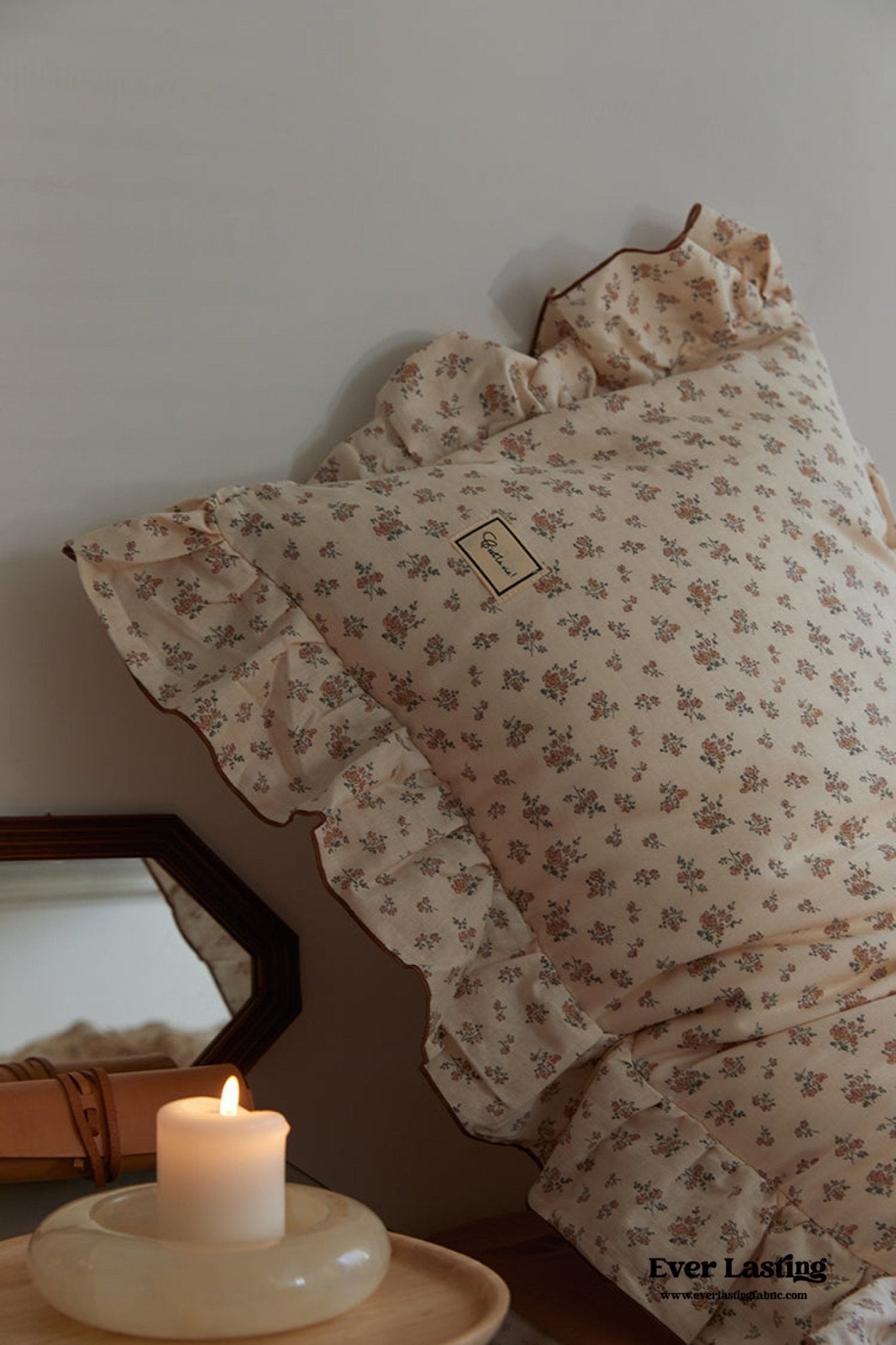 French Floral Earth Tone Double Layer Ruffle Bedding Bundle - Ever Lasting