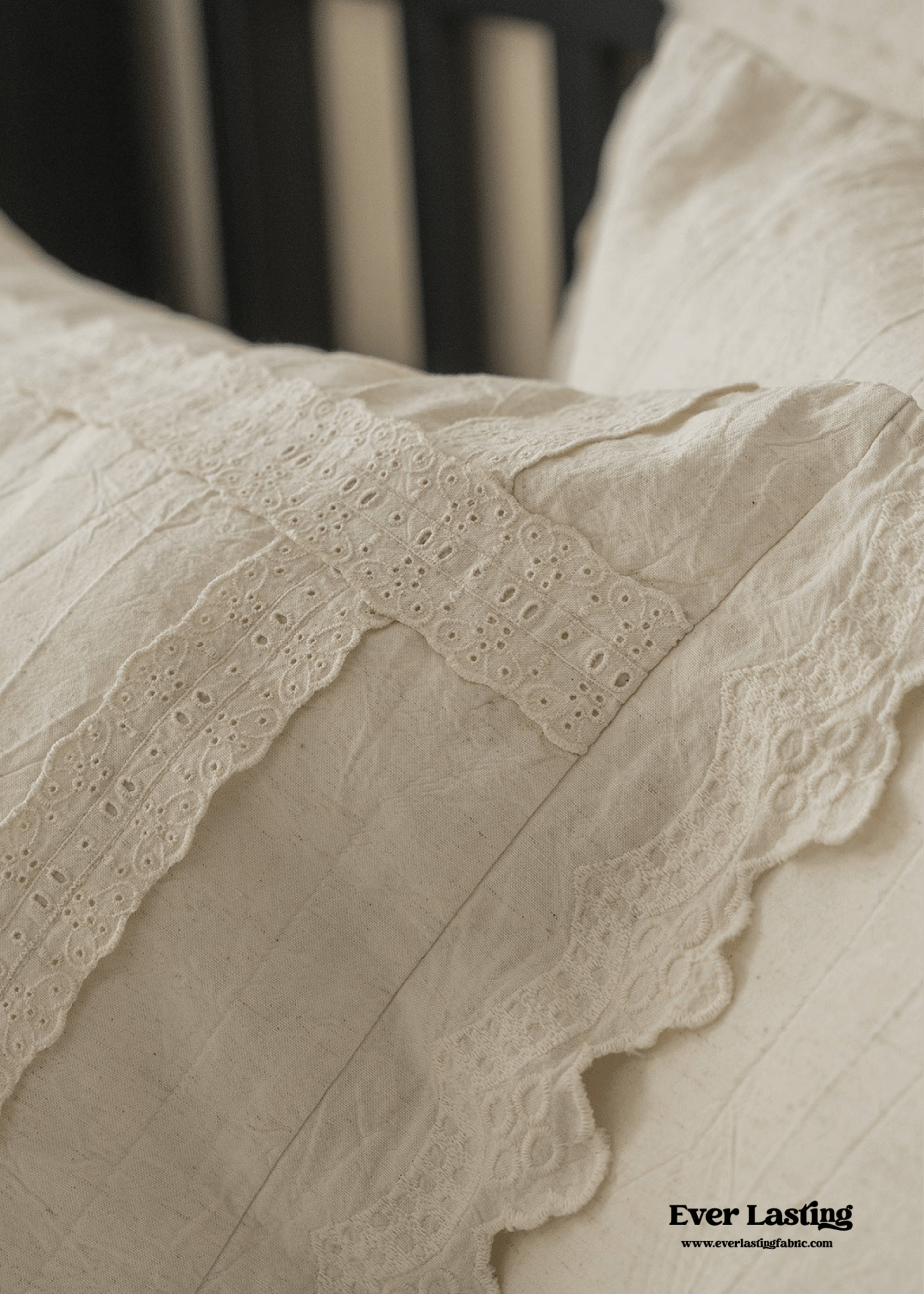 French Linen Cotton Embroidered Floral Pillowcases - Ever Lasting
