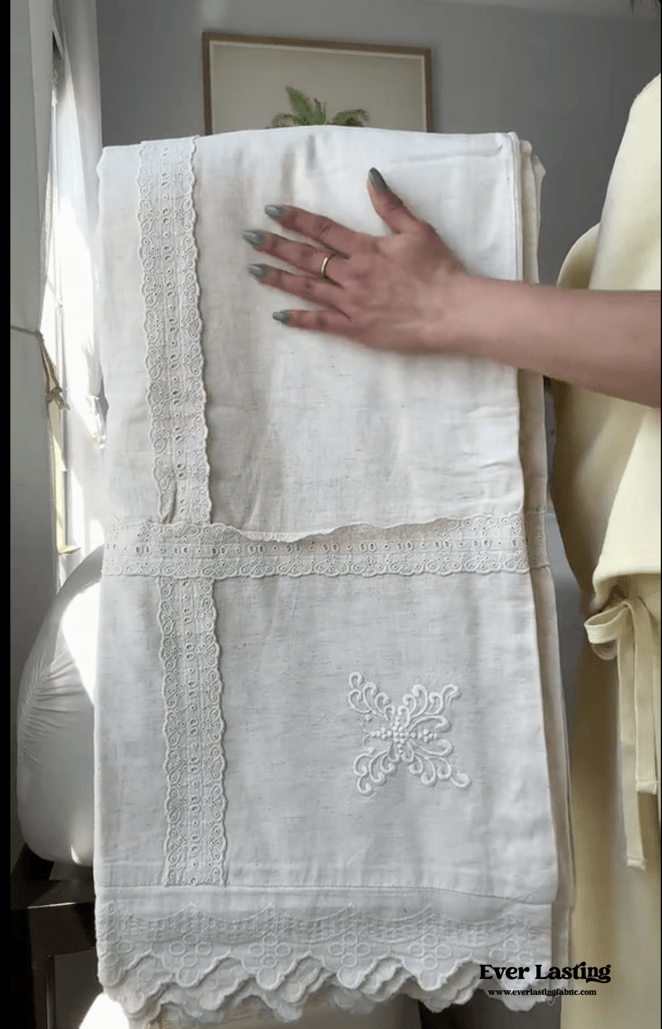 French Linen Cotton Embroidered Floral Pillowcases - Ever Lasting