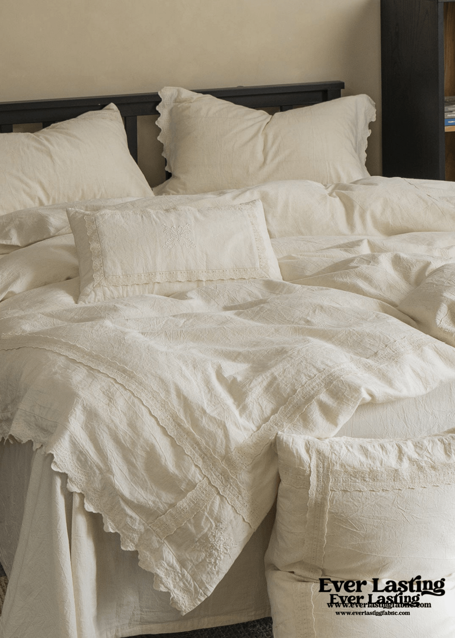 French Linen Cotton Embroidered Floral Pillowcases - Ever Lasting