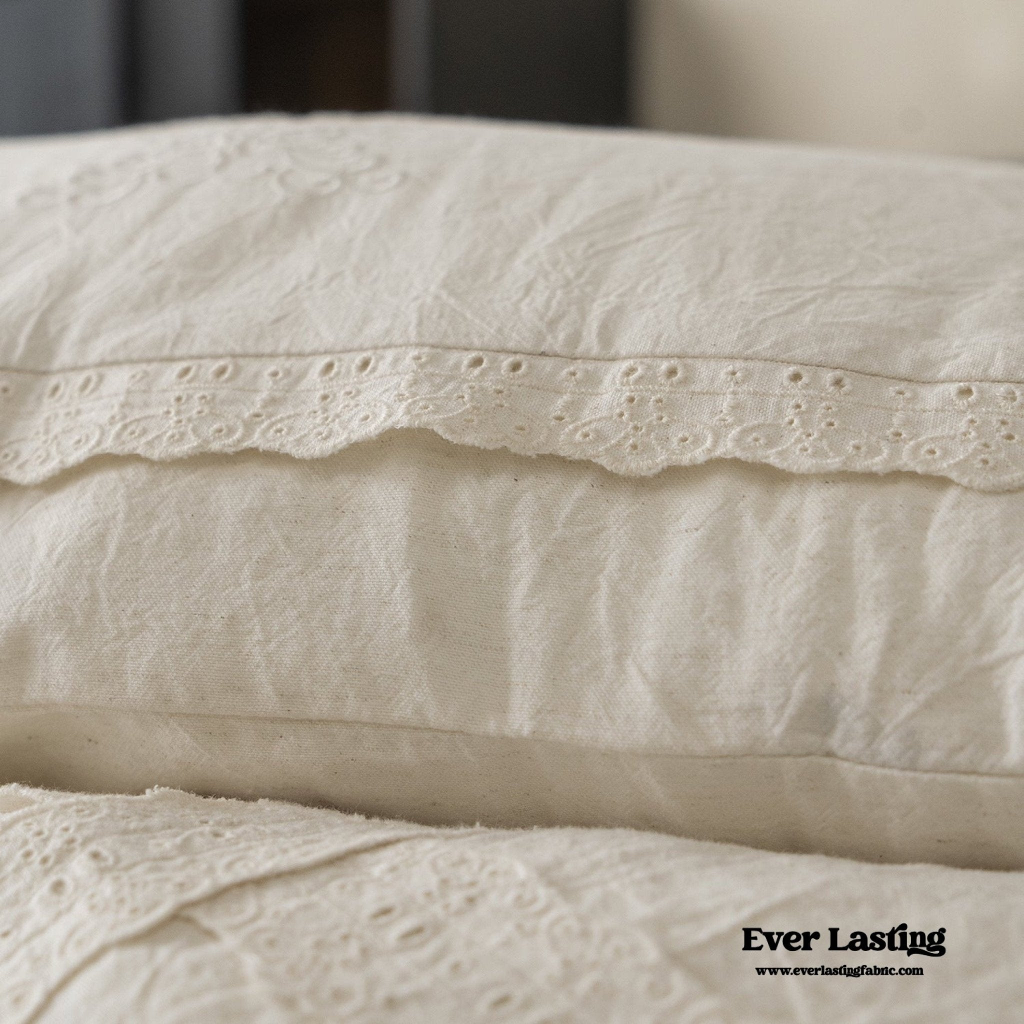 French Linen Cotton Embroidered Floral Pillowcases - Ever Lasting