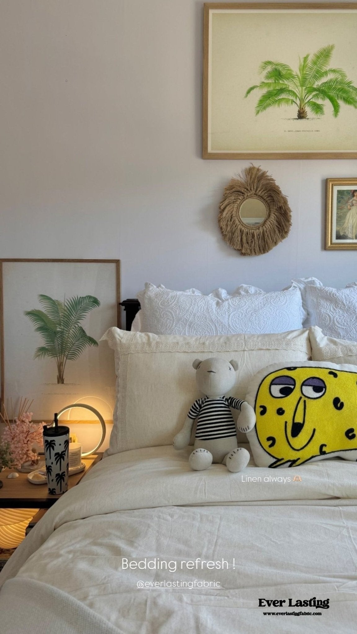 French Linen Cotton Embroidered Floral Pillowcases - Ever Lasting