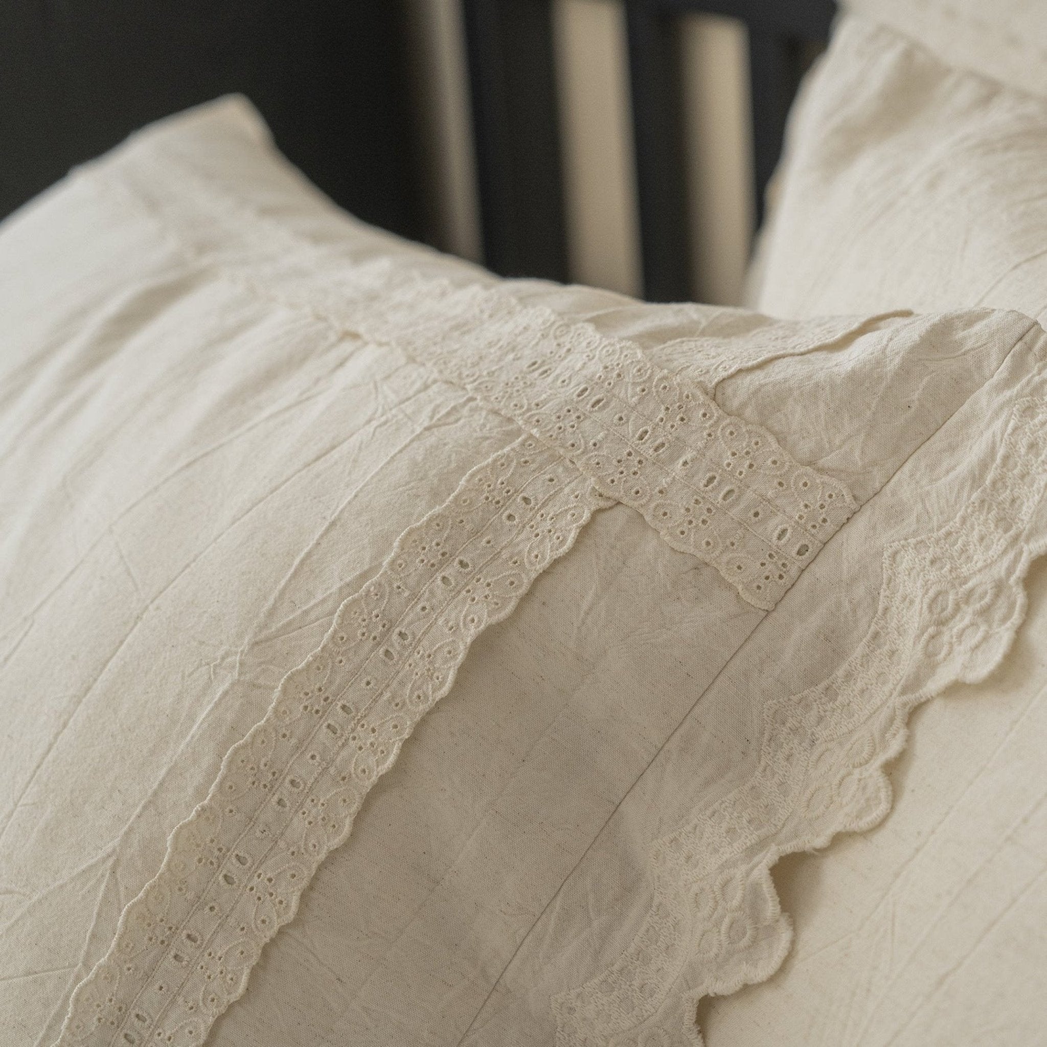 French Linen Cotton Embroidered Floral Pillowcases - Ever Lasting