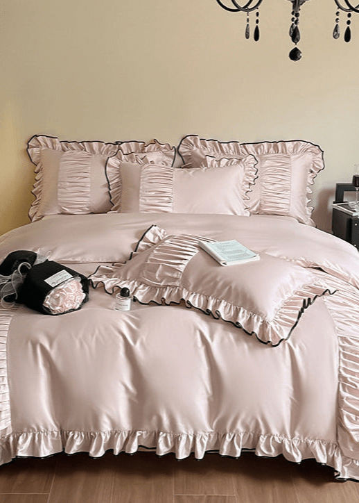 French Pleated Ruffle Bedding Set / Champagne - Ever Lasting
