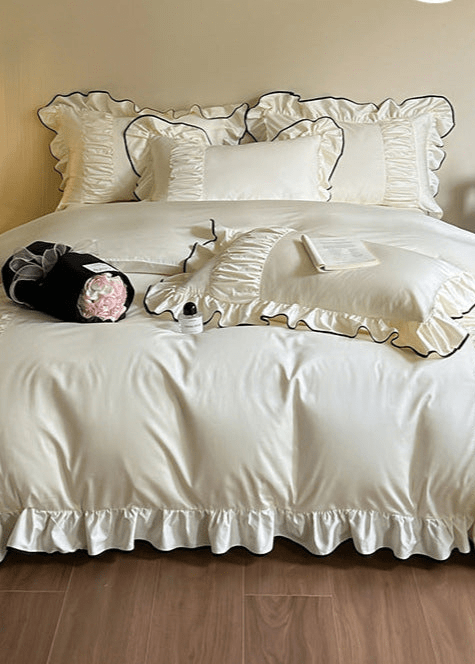 French Pleated Ruffle Bedding Set / Pink - Ever Lasting