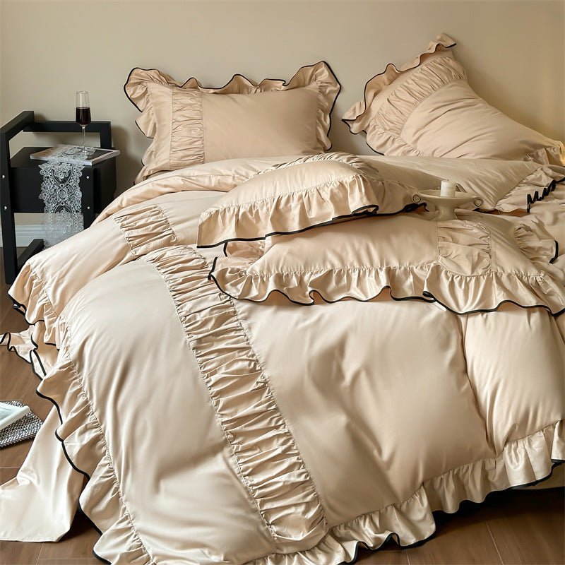 French Pleated Ruffle Bedding Set / Pink - Ever Lasting